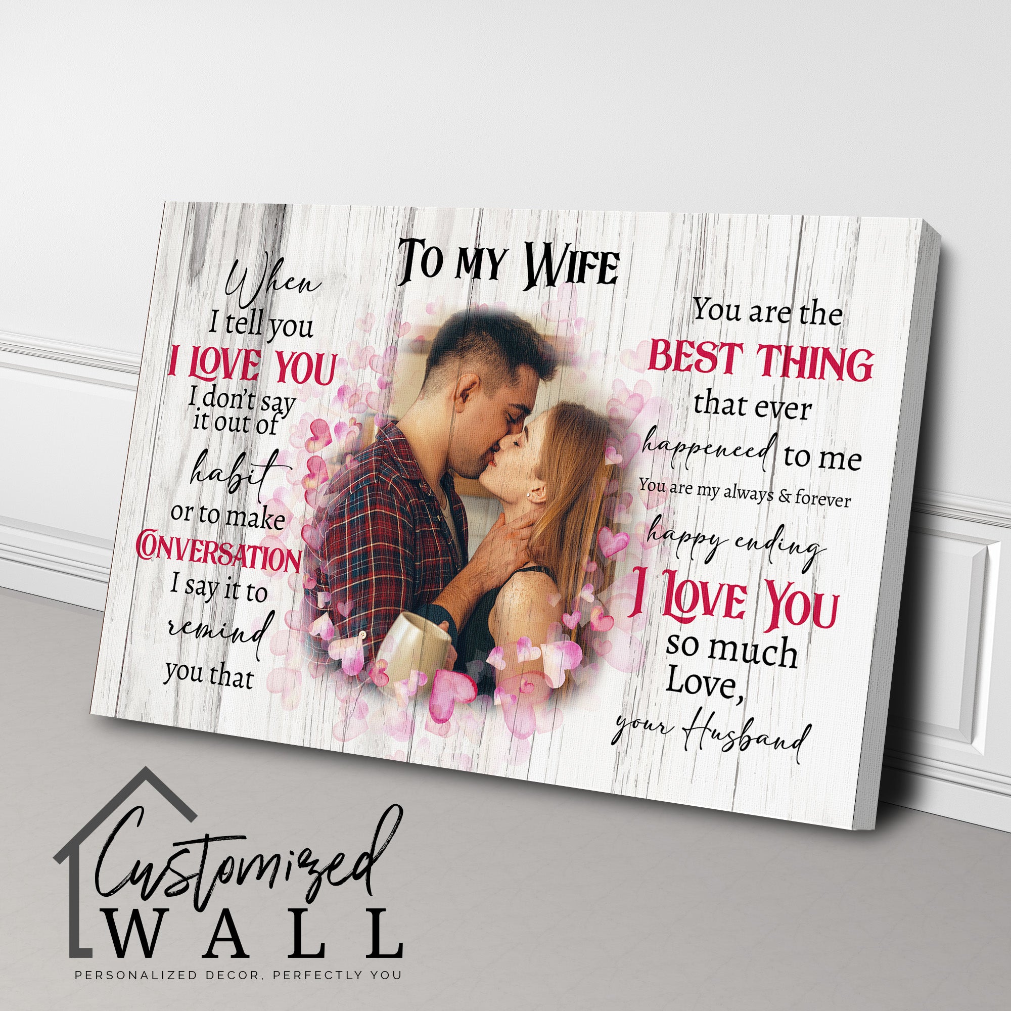 Personalized Romantic Wrapped Canvas Wall Art for Wife - Heartfelt Love Letter Design, Ideal Anniversary Gift with Custom Options - Image 3