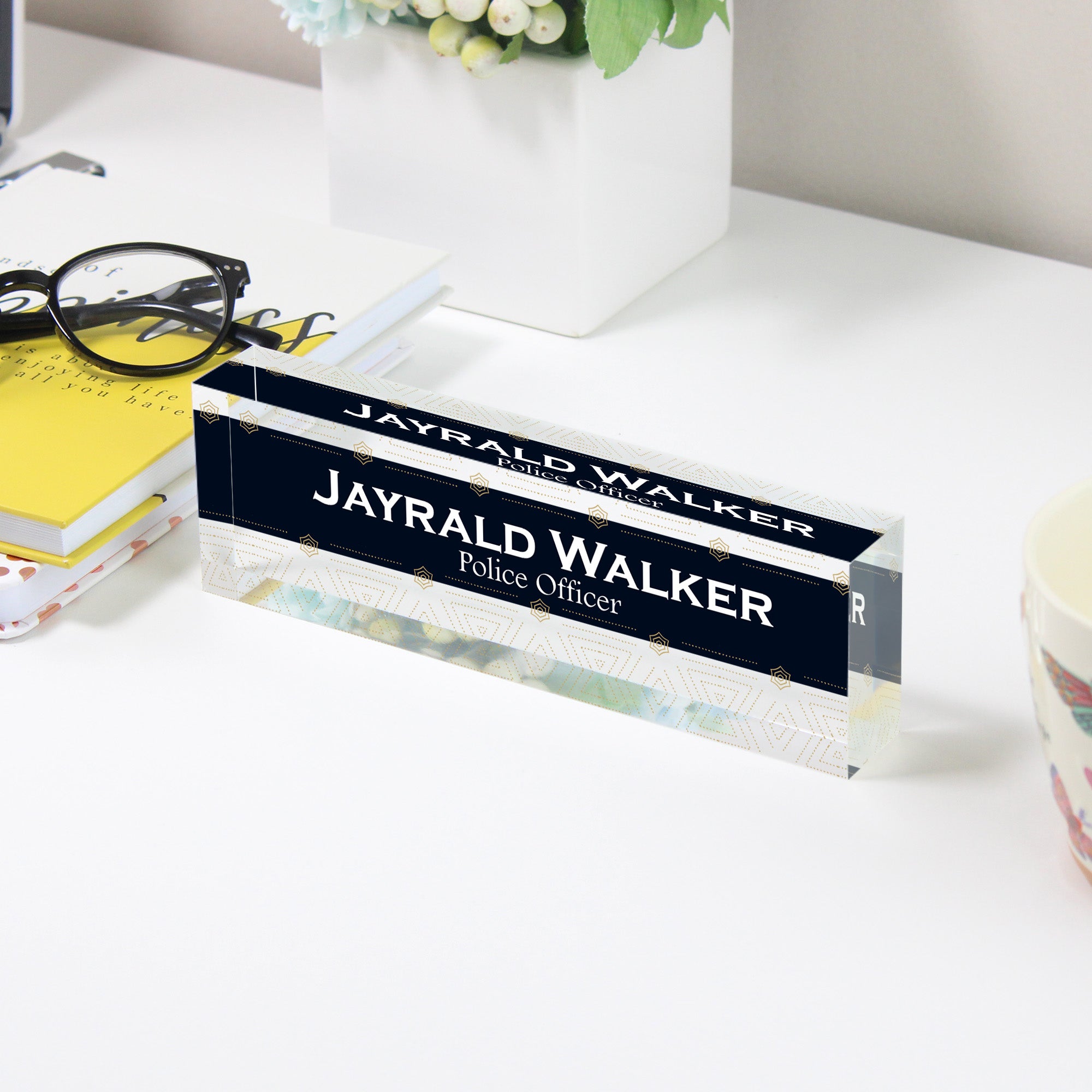 Personalized Acrylic Desk Name Block - Custom Office Decor, Perfect Gift for Professionals, Police Officer Themed - Image 3