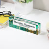 Personalized Acrylic Desk Block with Elegant Teal and Gold Marble Design – Custom Nameplate for Professionals & Gift Occasions - Image 3