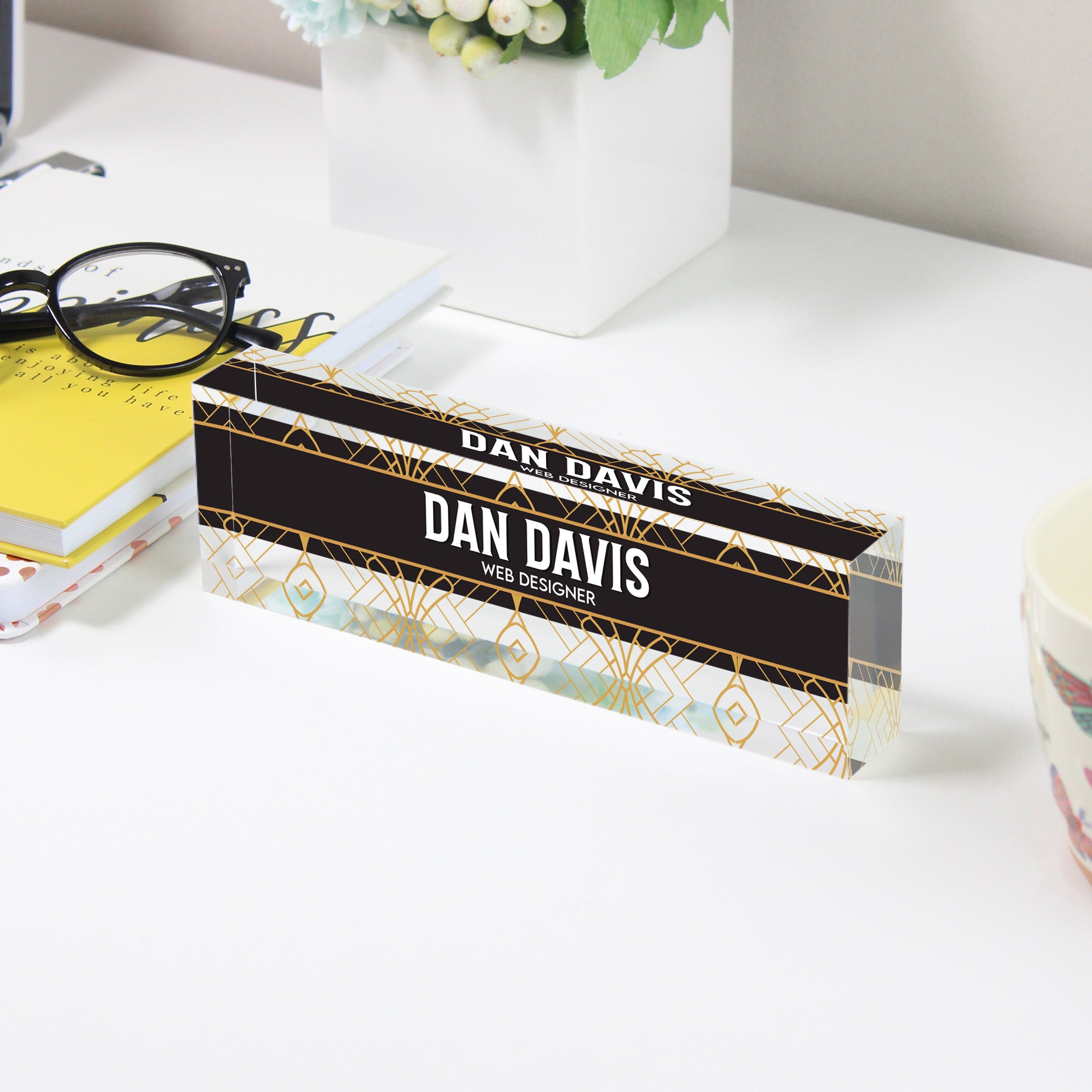 Personalized Acrylic Desk Name Block - Custom Web Designer Sign with Art Deco Style for Office Decor & Gift Giving - Image 3