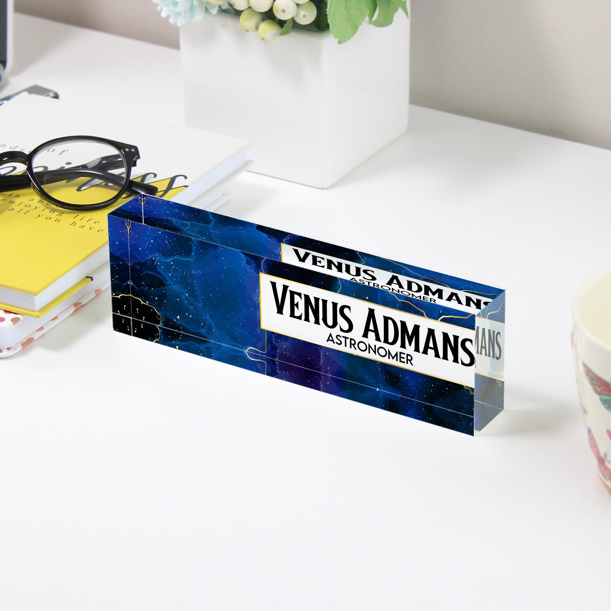 Personalized Astronomer's Acrylic Desk Block - Custom Name & Title, Perfect Gift for Science Lovers & Stargazers - Image 3