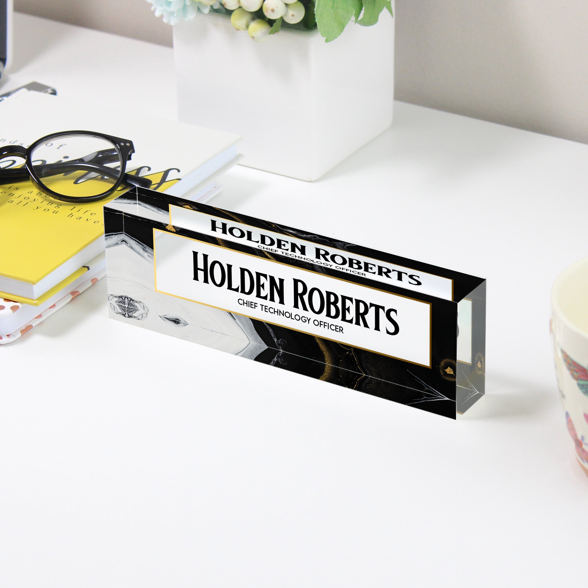 Personalized Acrylic Desk Name Block - Custom Office Decor for Executives & Professionals - Ideal Gift for Promotion & Recognition - Image 3