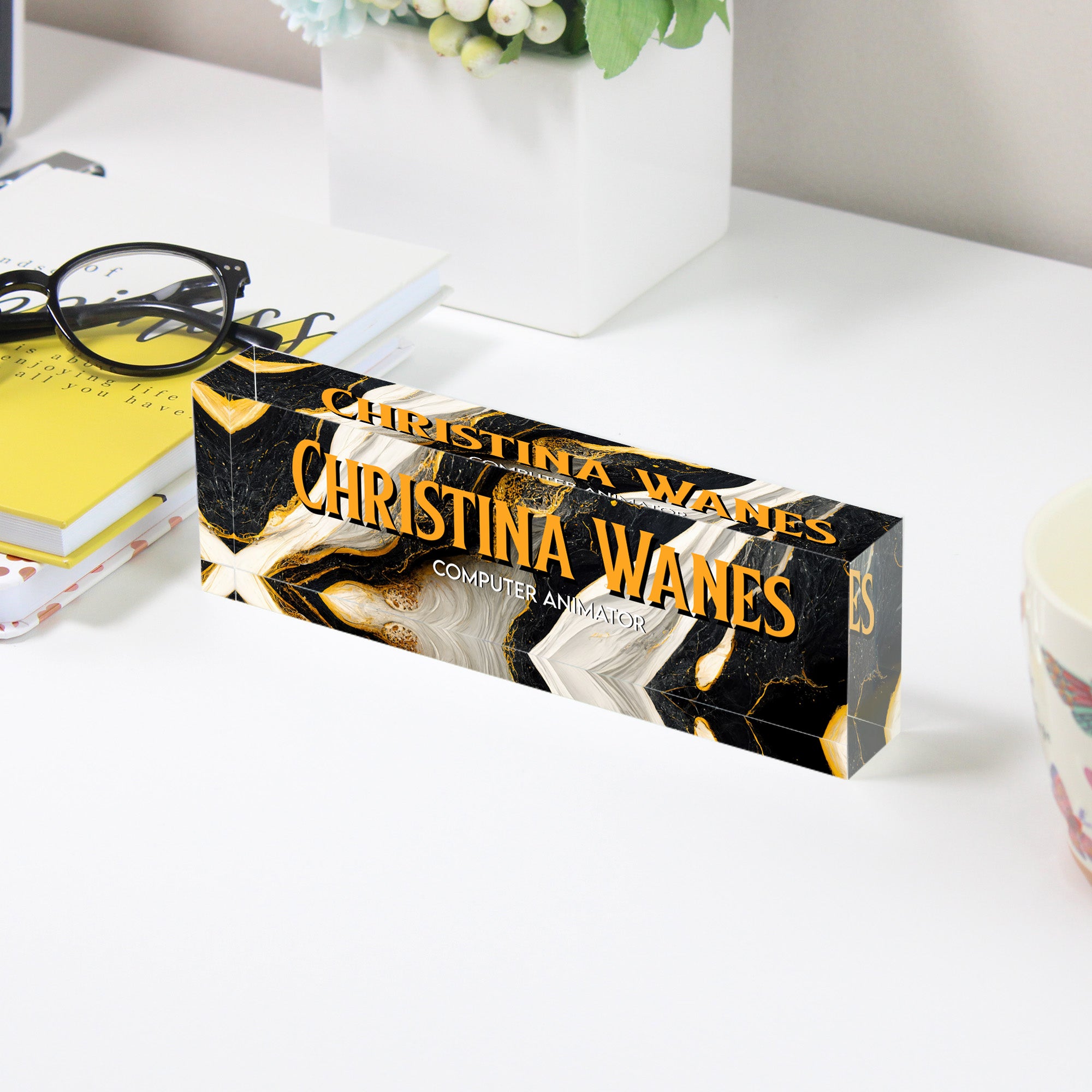 Personalized Acrylic Desk Name Plate - Custom Handcrafted Design for Computer Animators & Professionals - Image 3