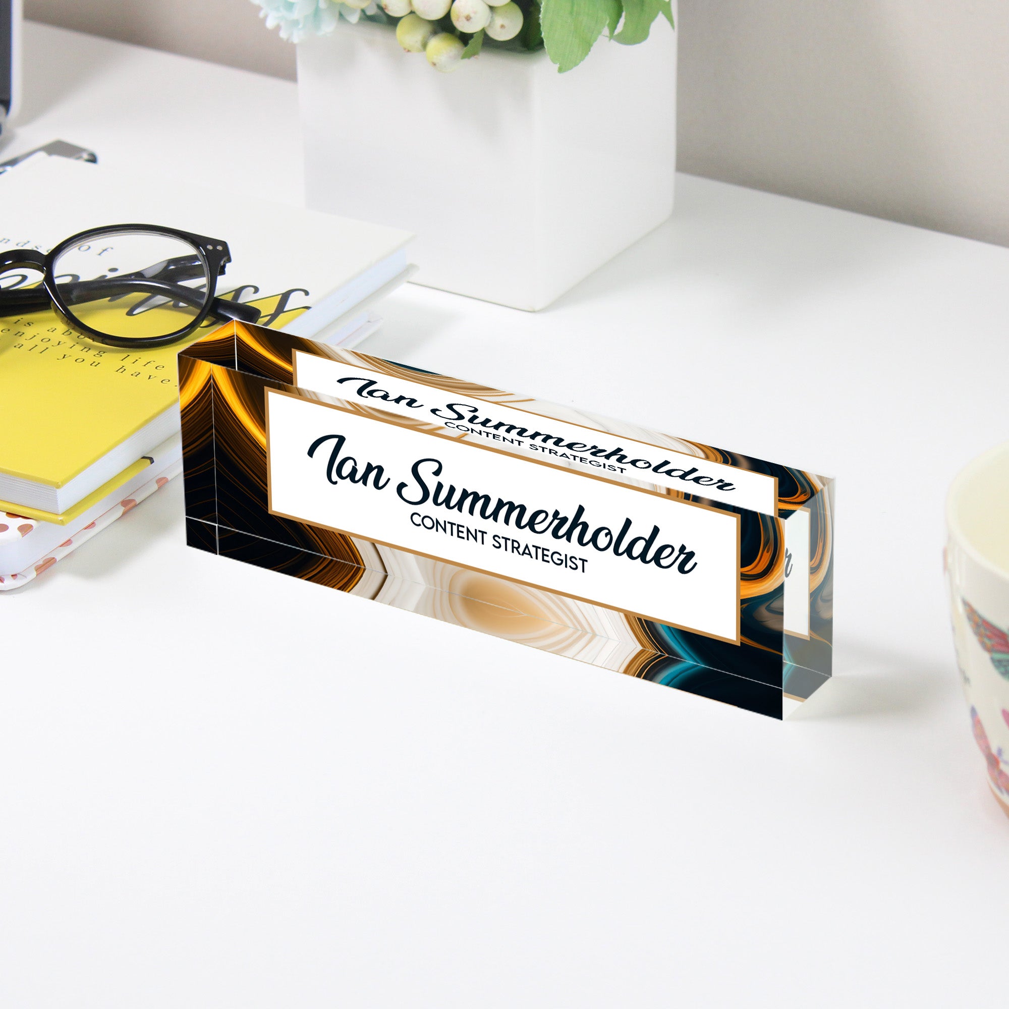 Personalized Acrylic Desk Name Block - Customizable Office Décor for Professionals and Stylish Gift for Colleagues - Image 3