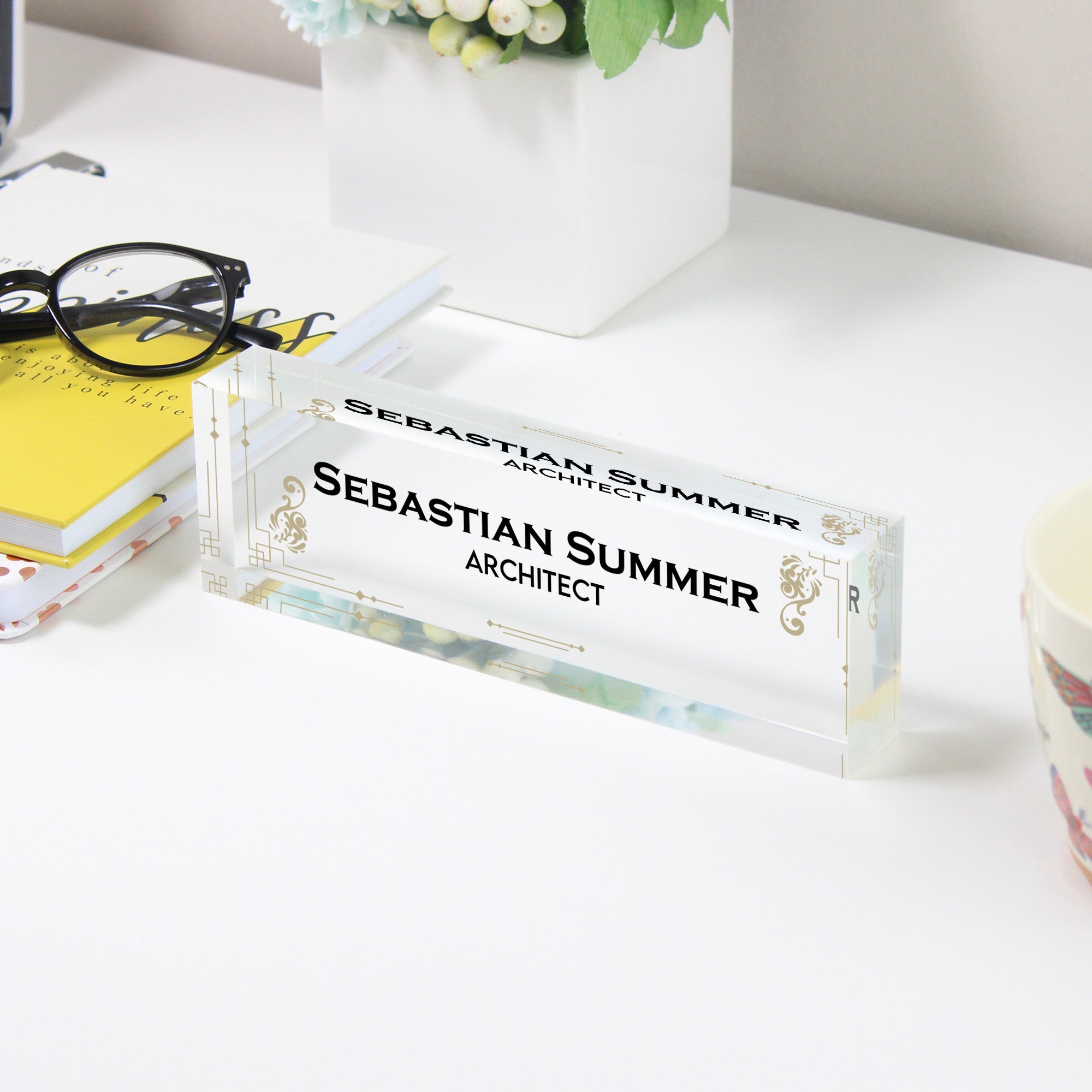 Personalized Acrylic Desk Name Plate - Custom Engraved Office Decor for Architects and Professionals - Image 3