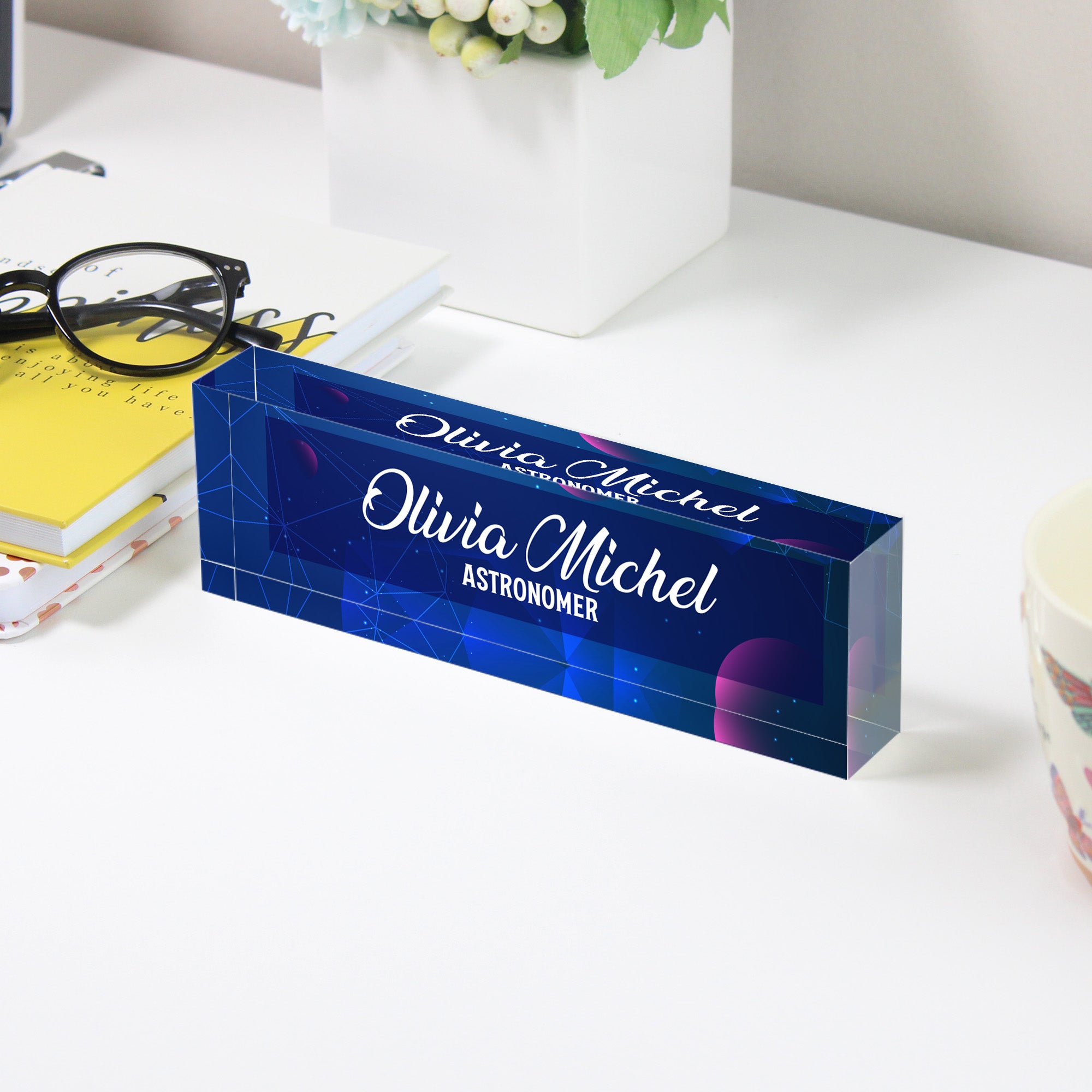 Personalized Acrylic Desk Block with Astronomical Design – Custom Name Plaque for Astronomy Enthusiasts and Unique Gift Givers - Image 3