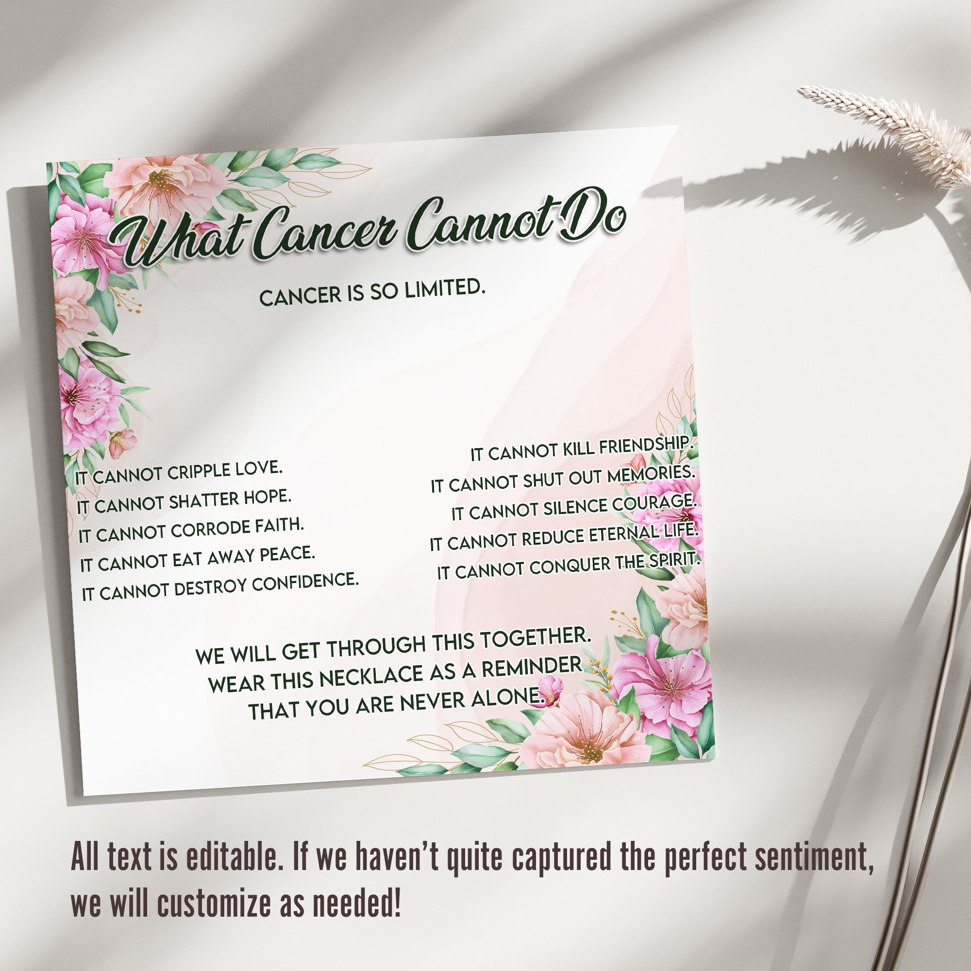 Personalized "What Cancer Cannot Do" Necklace with Inspirational Message Card - Handcrafted Jewelry Gift for Hope and Strength - Image 3