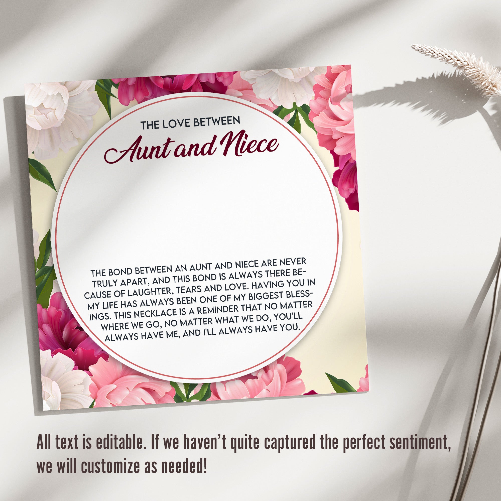 Personalized Aunt and Niece Necklace with Floral Message Card - Sterling Silver Infinity Pendant for Unbreakable Bonds - Image 3