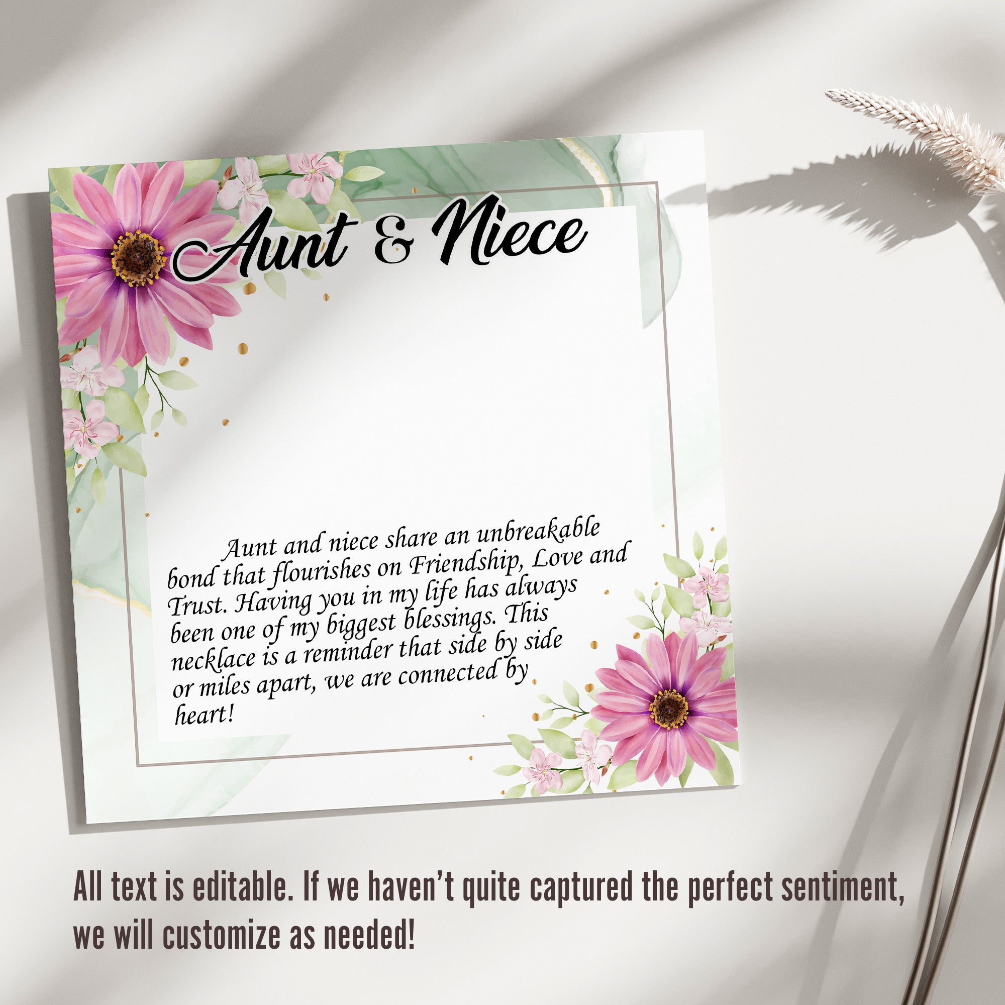 Elegant Aunt & Niece Message Card Necklace - Personalized Gift with Premium Craftsmanship & Heartfelt Connection - Image 3