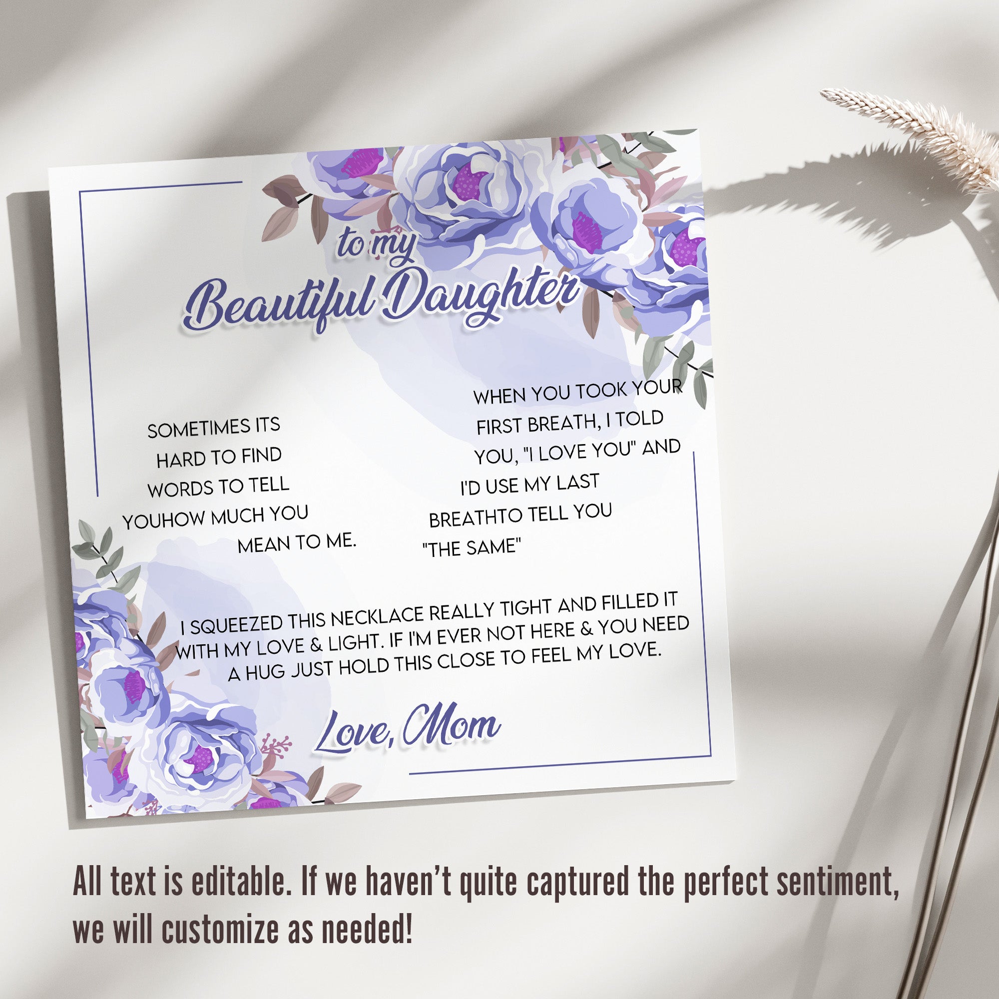 Personalized "To My Beautiful Daughter" Necklace with Heartfelt Message Card - Perfect Gift for Birthdays, Graduations, or Milestones - Image 3