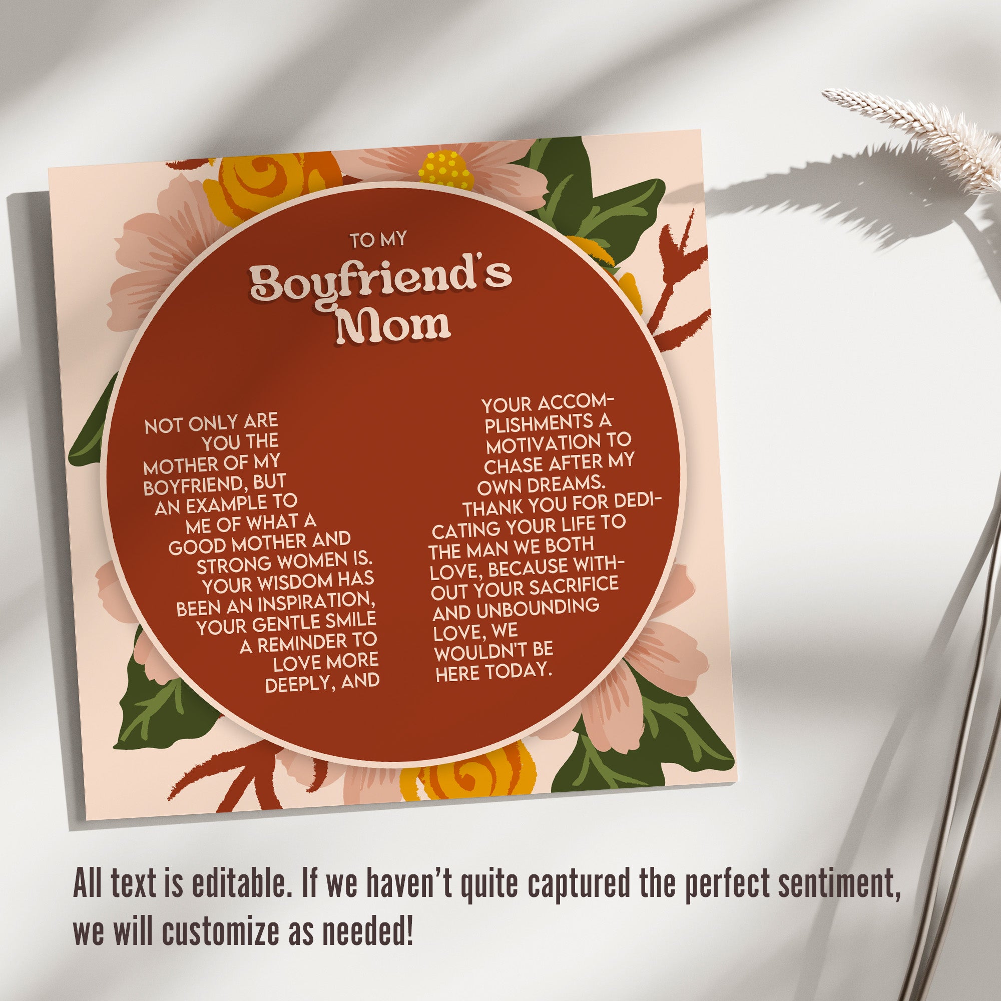 Personalized Necklace with Heartfelt Message Card for Boyfriend's Mom - Elegant Gift with Floral Design - Image 3