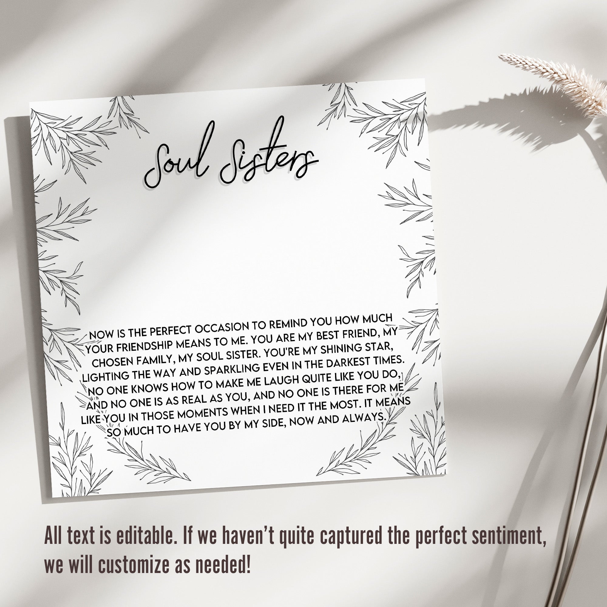 Elegant "Soul Sisters" Infinity Knot Necklace - Personalized Gift for Best Friends, High-Quality Silver Craftsmanship with Meaningful Message Card - Image 3