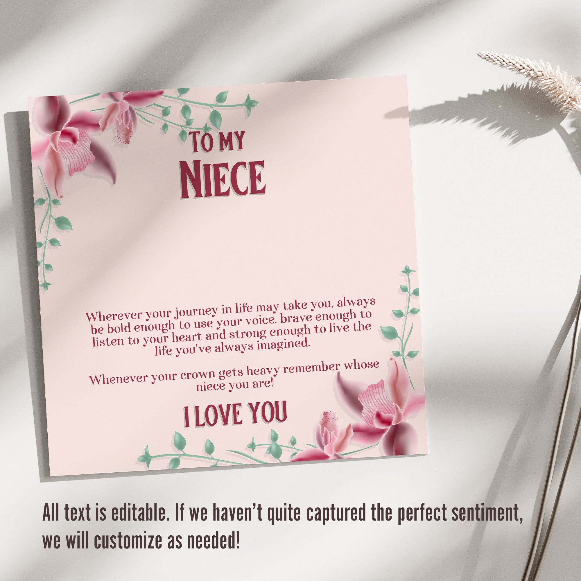 Exquisite Personalized Necklace Gift for Niece - Sterling Silver with Inspirational Message Card & Floral Design - Image 3