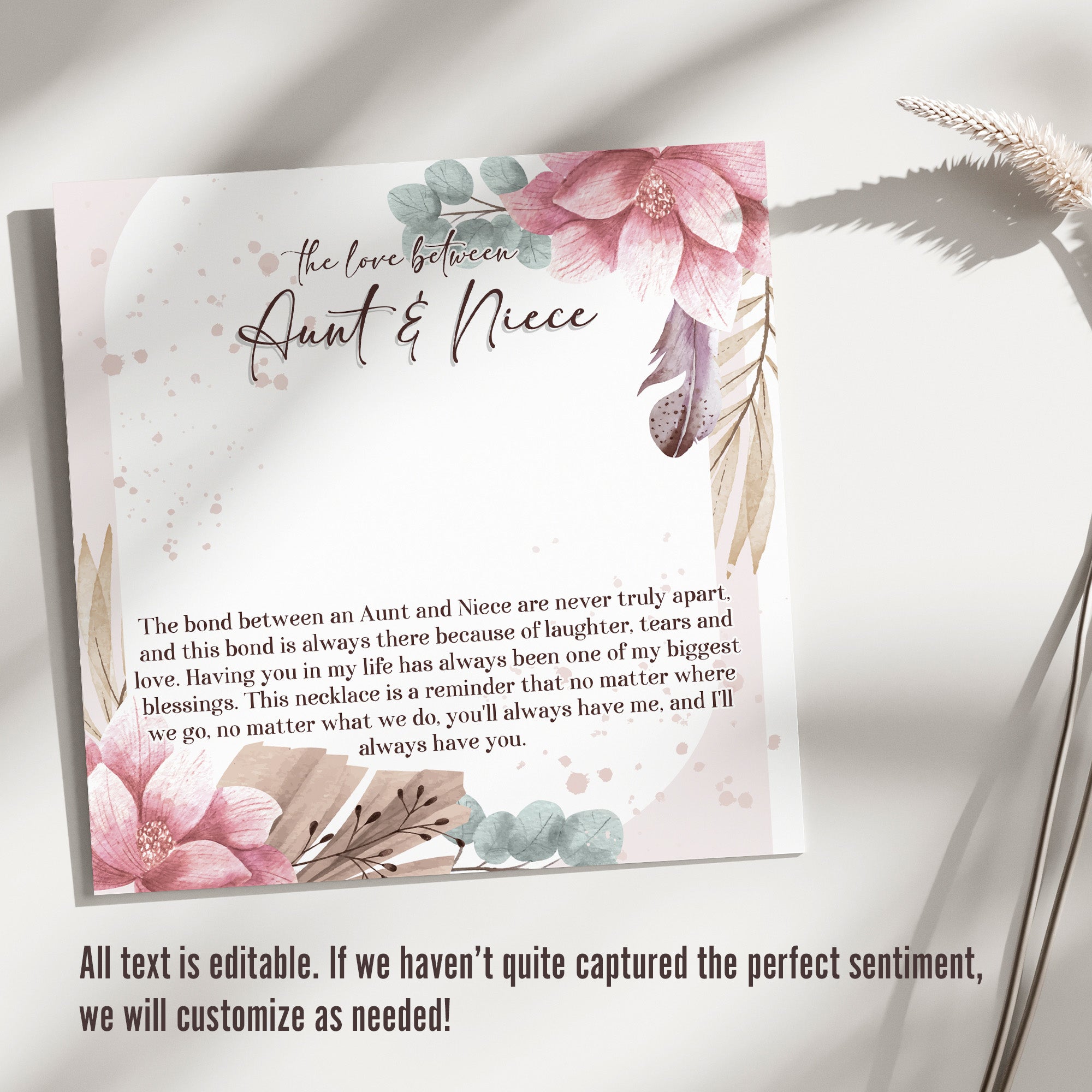 Elegant Personalized Aunt & Niece Necklace Gift with Heartfelt Message Card - Perfect for Birthdays, Holidays, and Special Occasions - Image 3