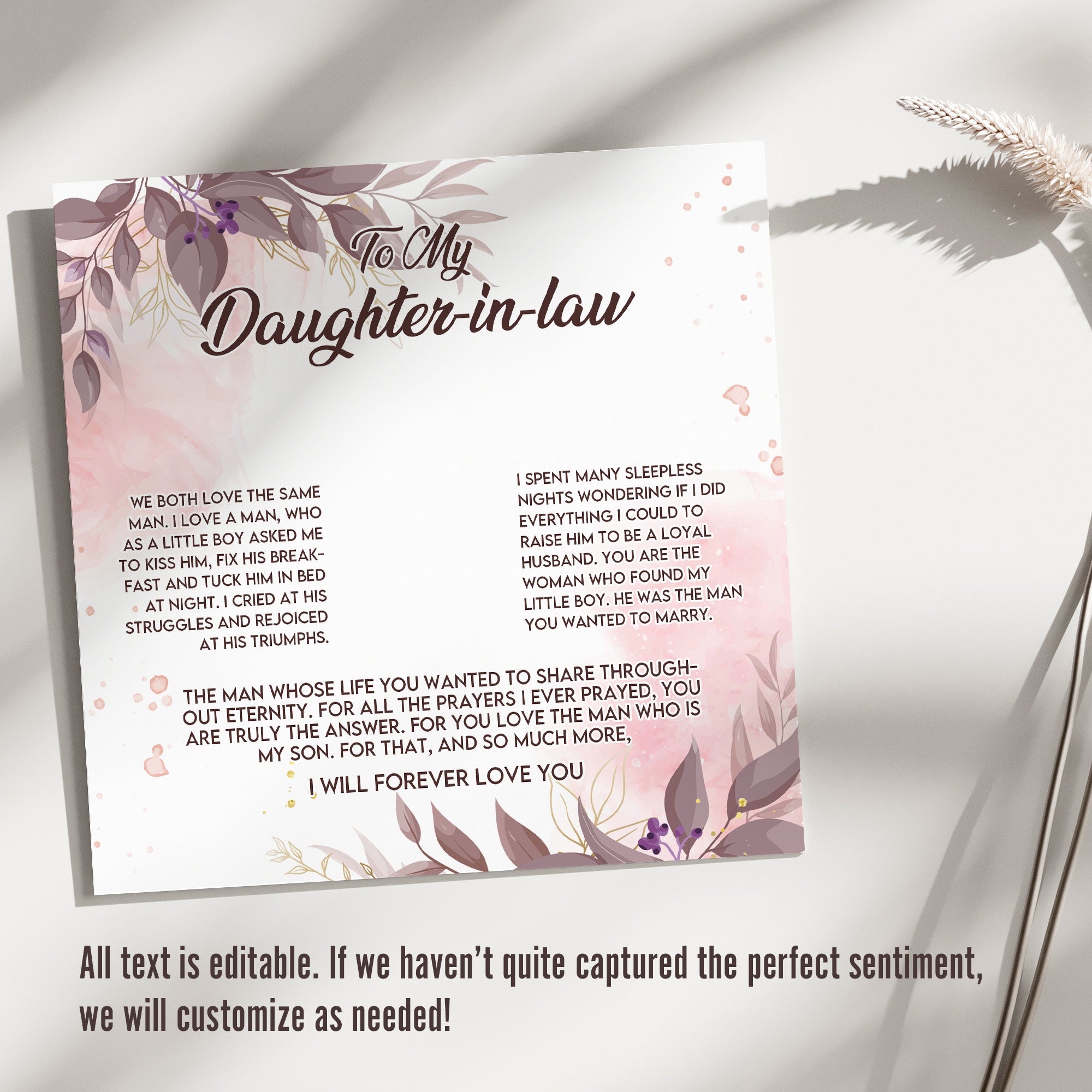 Elegant Personalized Daughter-in-Law Necklace with Heartfelt Message Card - Perfect Wedding or Anniversary Gift - Image 3