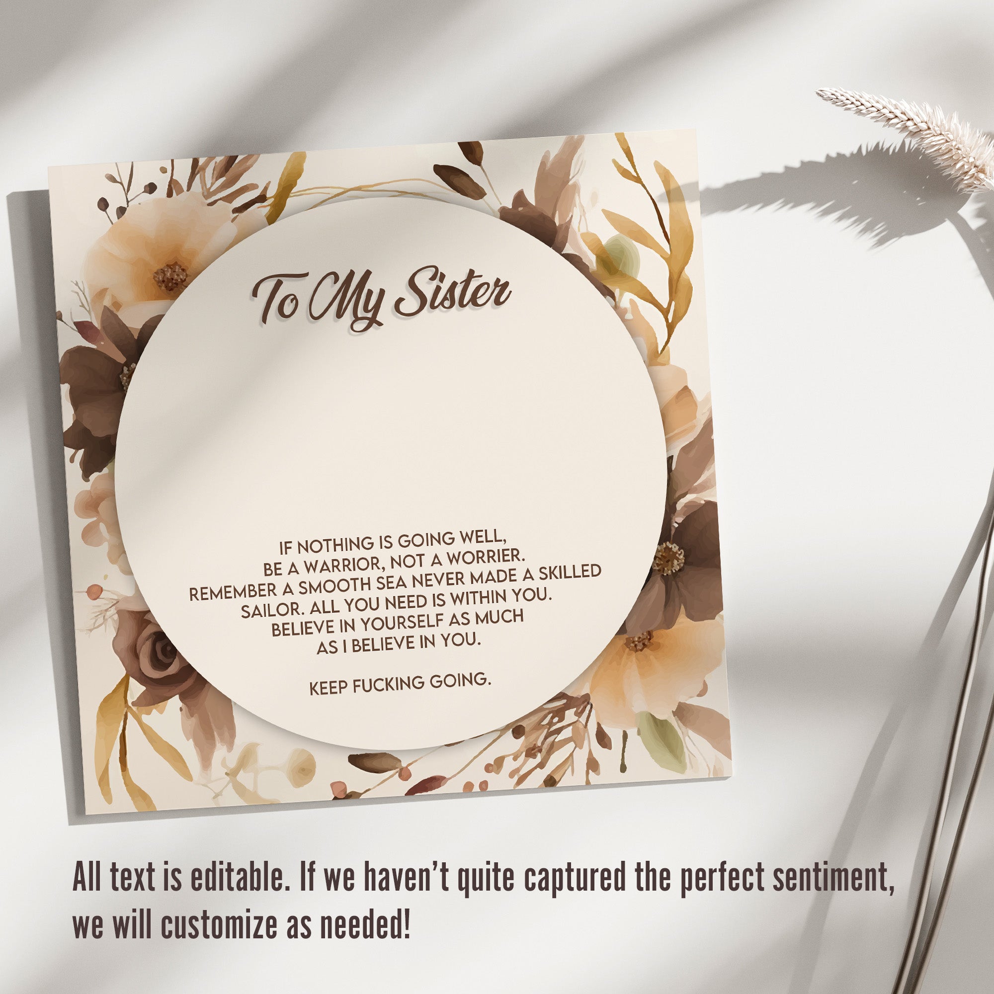 Personalized Sister Necklace with Inspirational Message Card | Elegant Floral Design | Perfect Gift for Sisters - Image 3