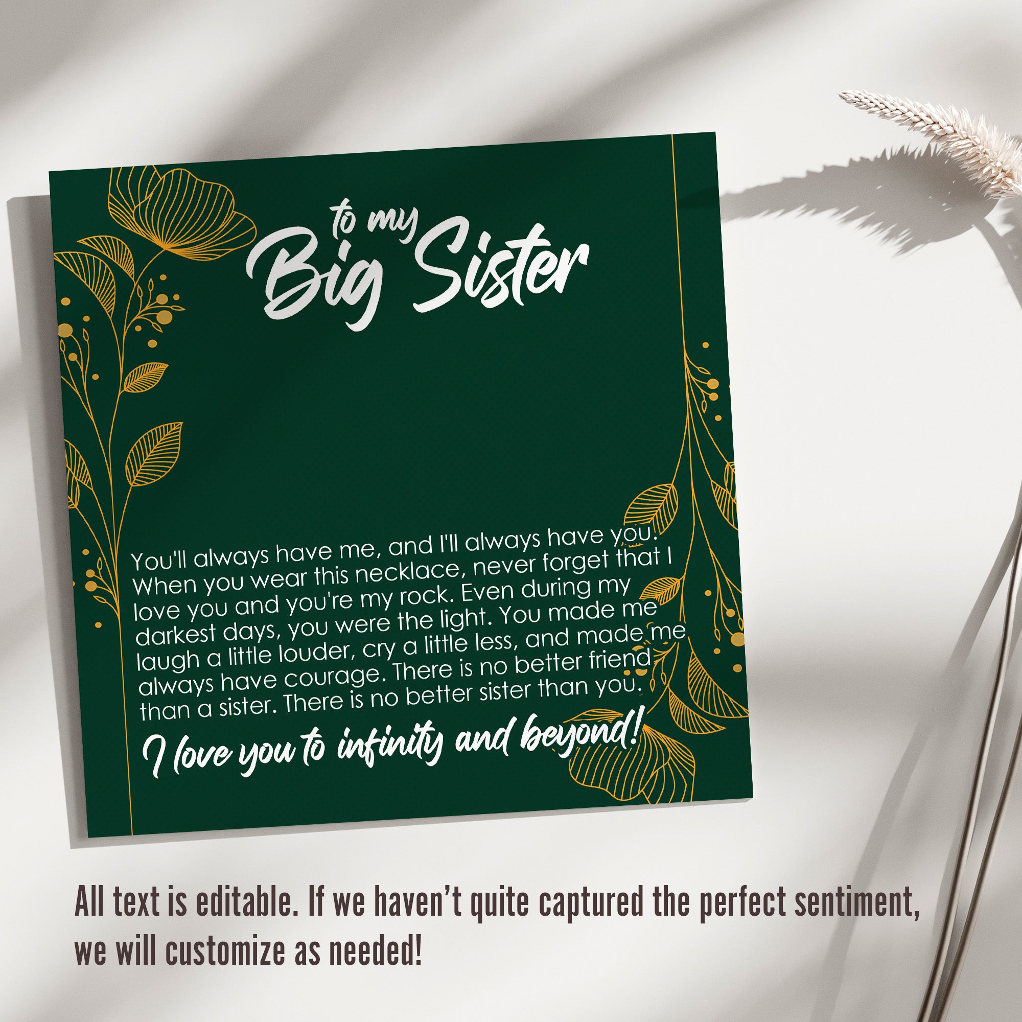 Personalized Infinity Knot Necklace for Sisters - Elegant Gift with Heartfelt Message Card in Vibrant Design - Image 3