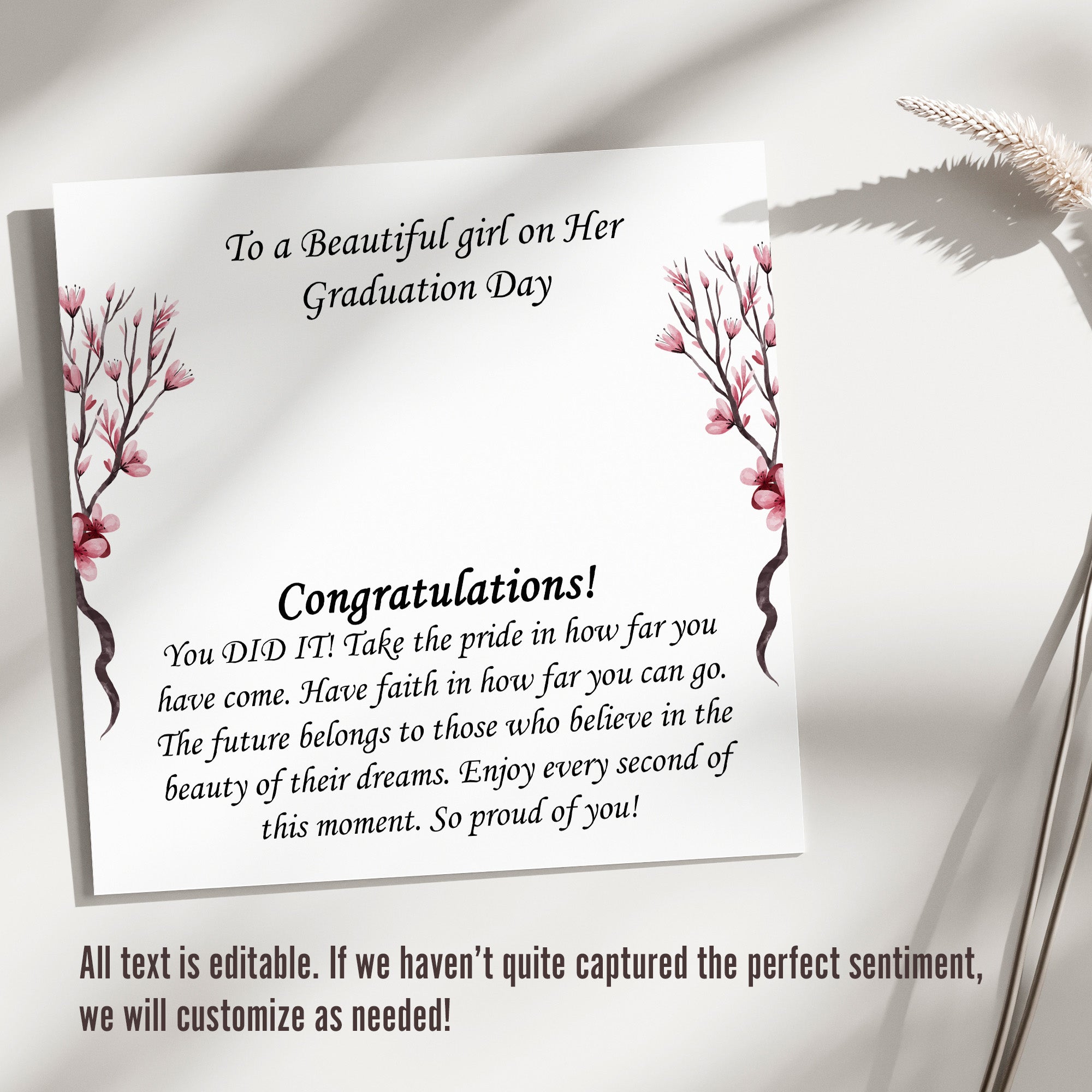 Personalized Graduation Day Necklace with Inspirational Message Card - Thoughtful Gift for Her, Featuring Elegant Floral Design - Image 3