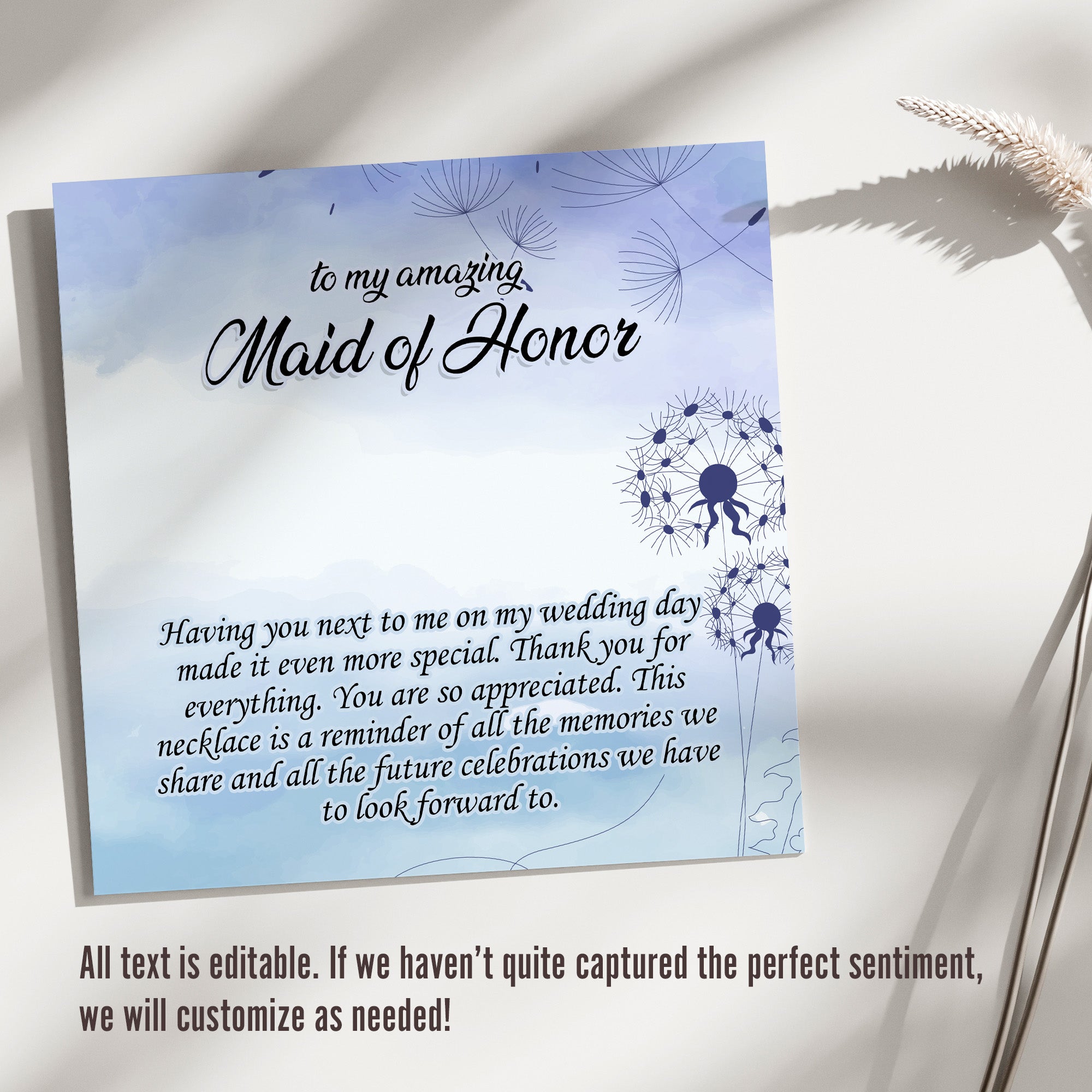 Personalized Maid of Honor Necklace with Heartfelt Message Card - Customizable Silver Knot Pendant for Cherished Memories - Image 3