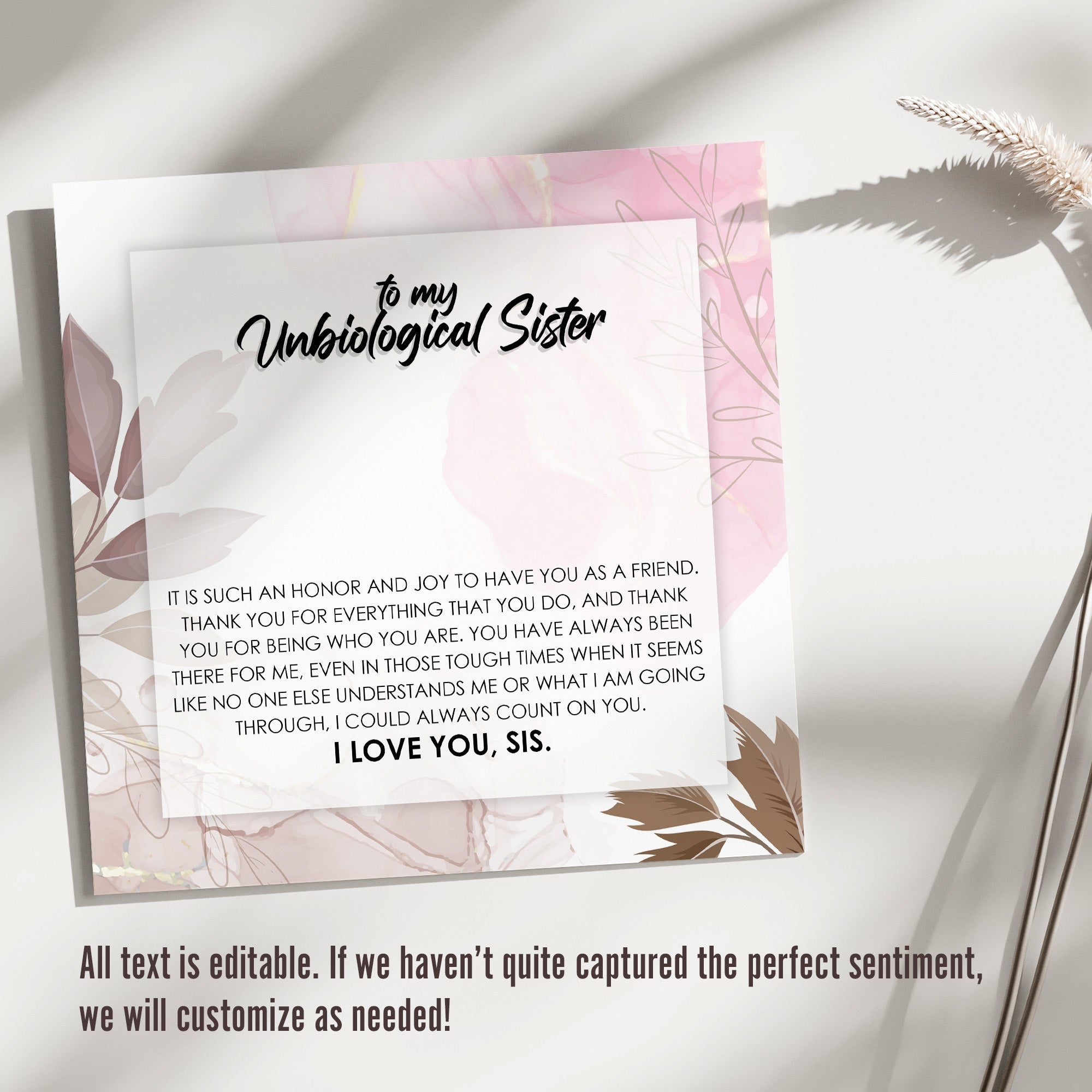 Elegant “Unbiological Sister” Message Card Necklace – Personalized Gift for Best Friends with Premium Craftsmanship - Image 3