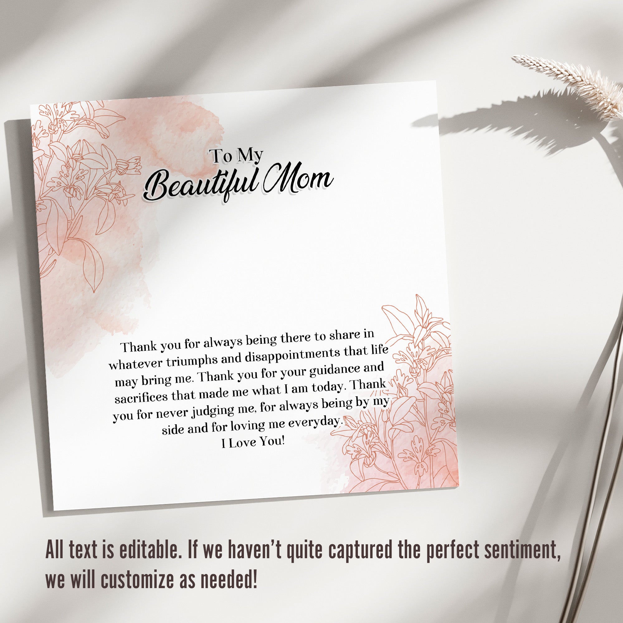 Personalized "To My Beautiful Mom" Necklace - Sterling Silver Love Knot Pendant with Heartfelt Message Card - Image 3