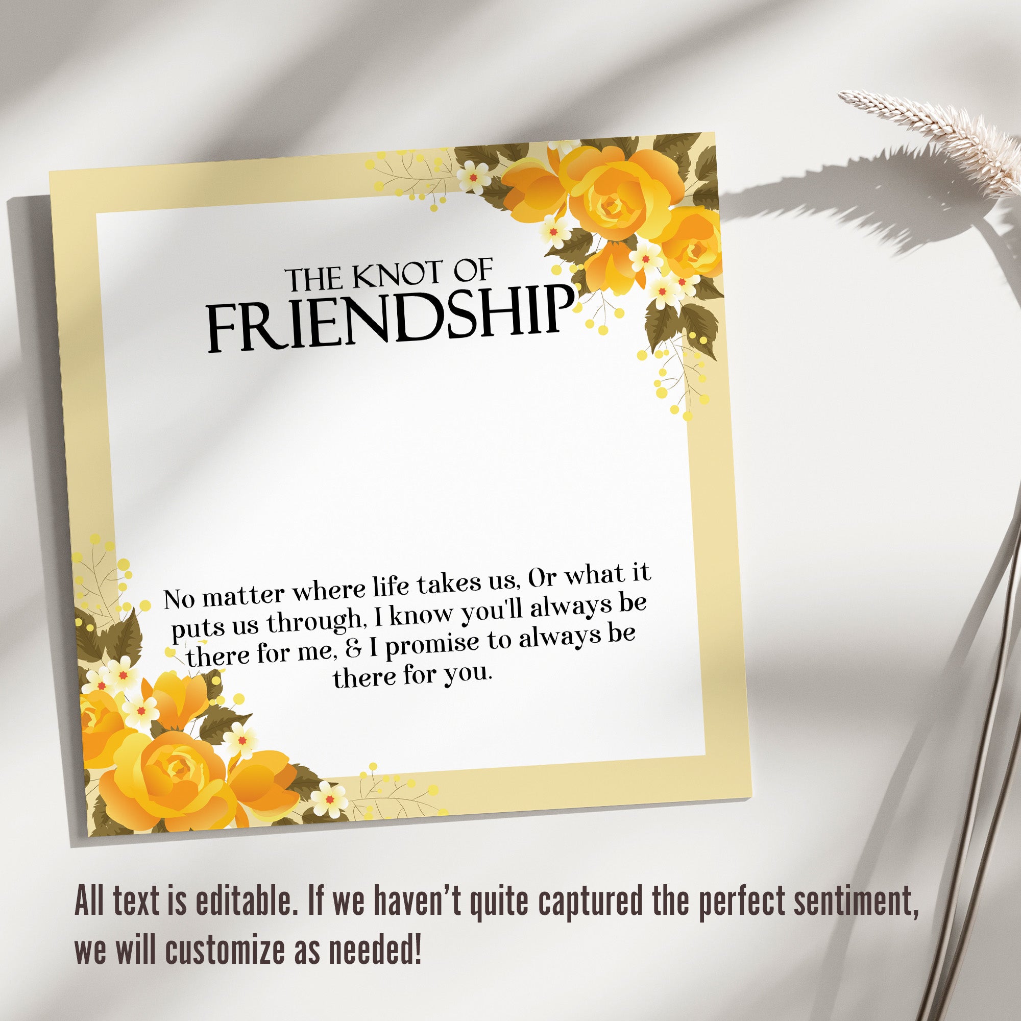 Handmade Knot of Friendship Necklace - Personalized Gift for Best Friends - Sterling Silver with Floral Message Card - Image 3