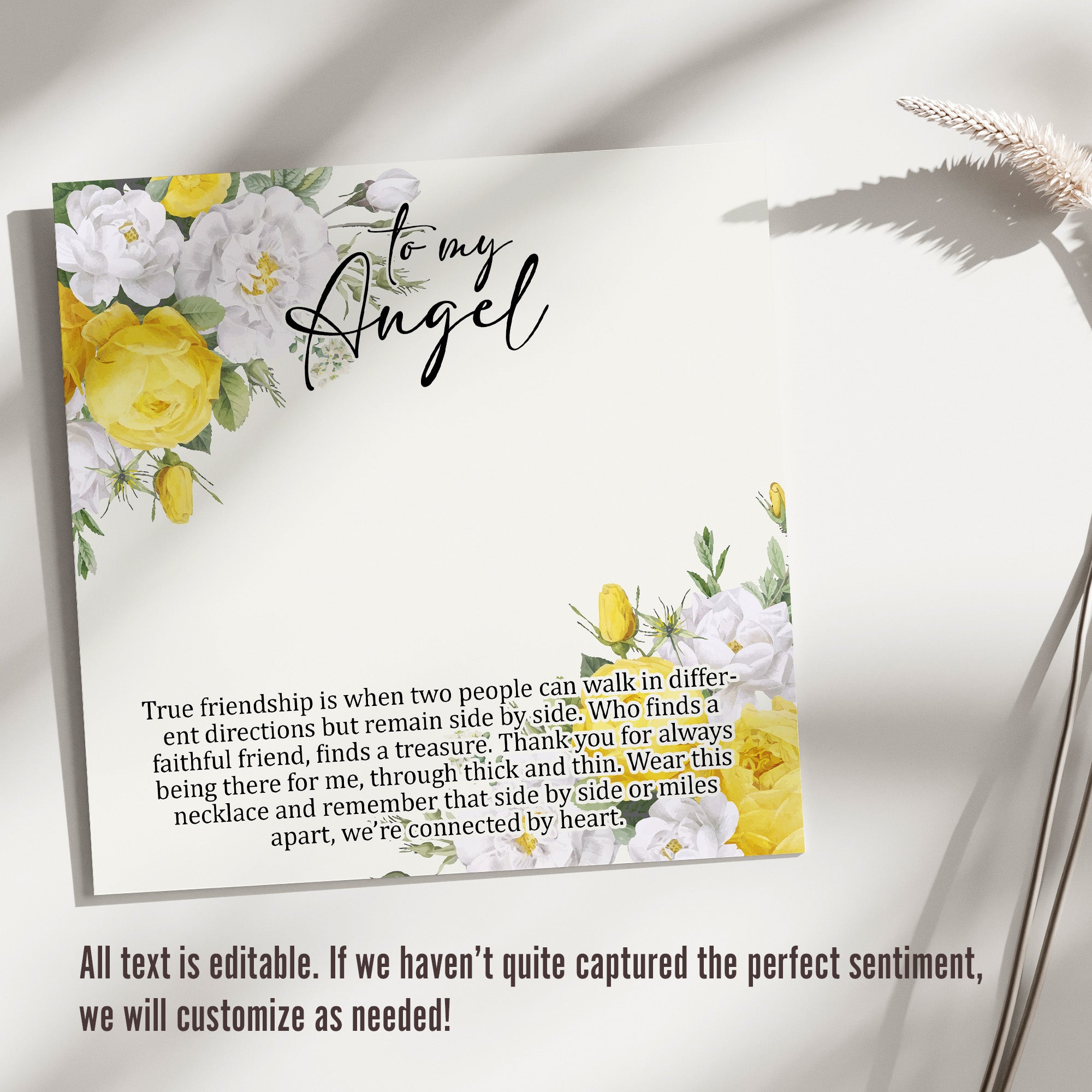 Personalized Sterling Silver Angel Friendship Necklace with Floral Message Card - Perfect Gift for Loved Ones - Image 3