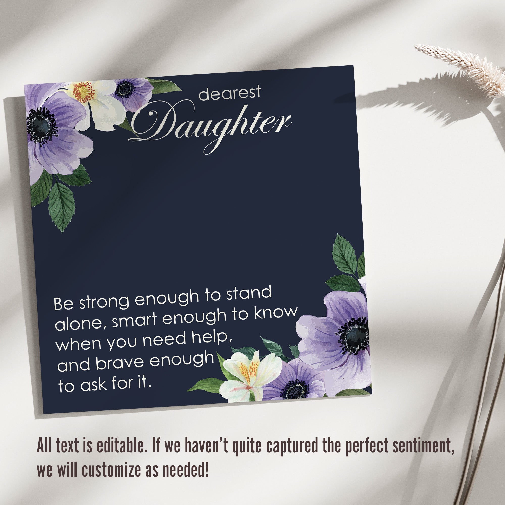 Personalized Daughter Message Card Necklace - Elegant Knot Design with Inspirational Quote and Floral Accents - Image 3