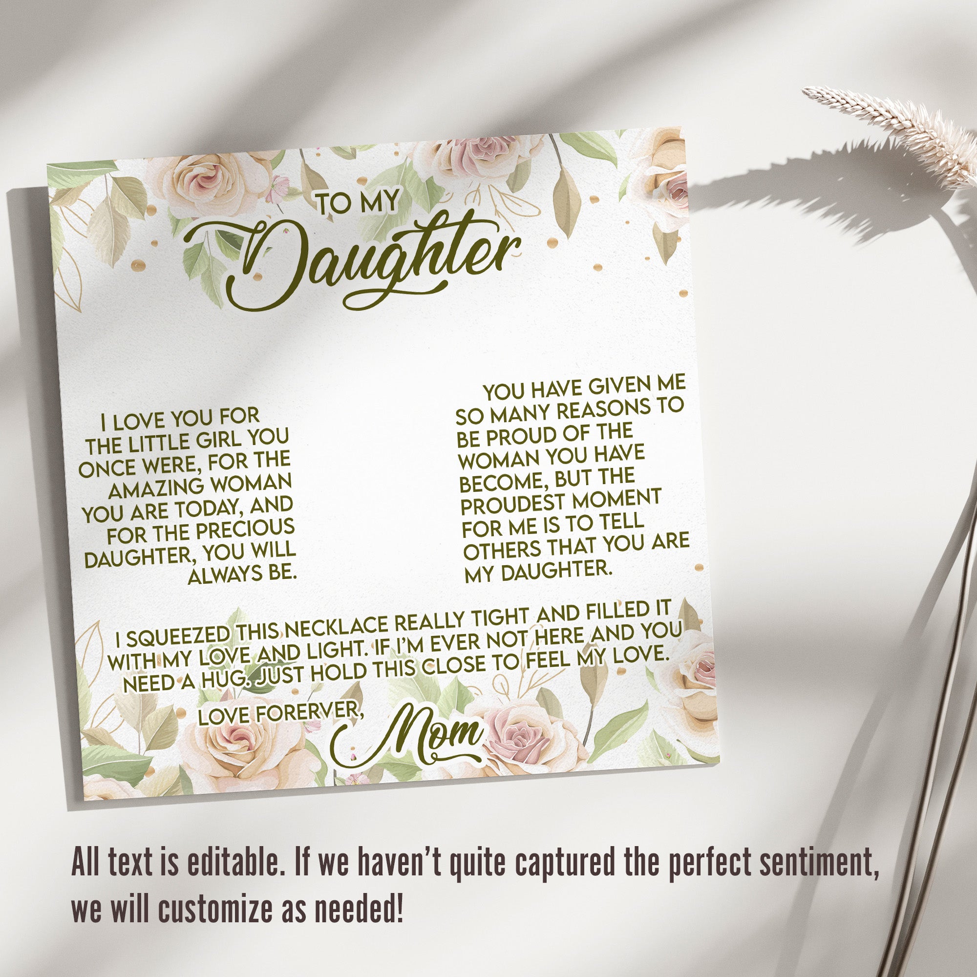 Elegant Personalized Necklace Gift for Daughter from Mom with Heartfelt Message Card - Ideal for Birthdays, Graduations, and Special Occasions - Image 3