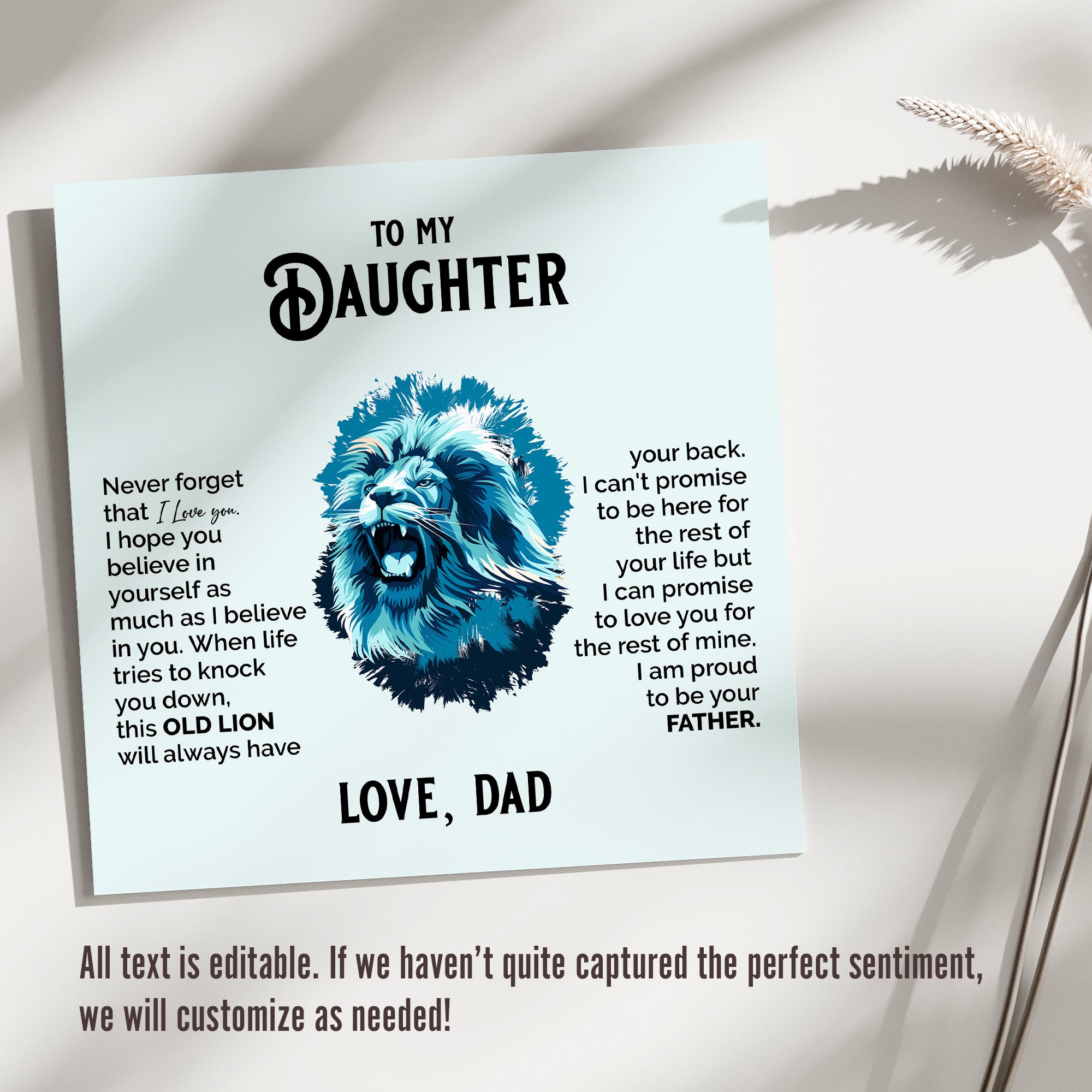 Personalized Father to Daughter Gift - Handmade Silver Lion Necklace with Heartfelt Message Card - Image 3