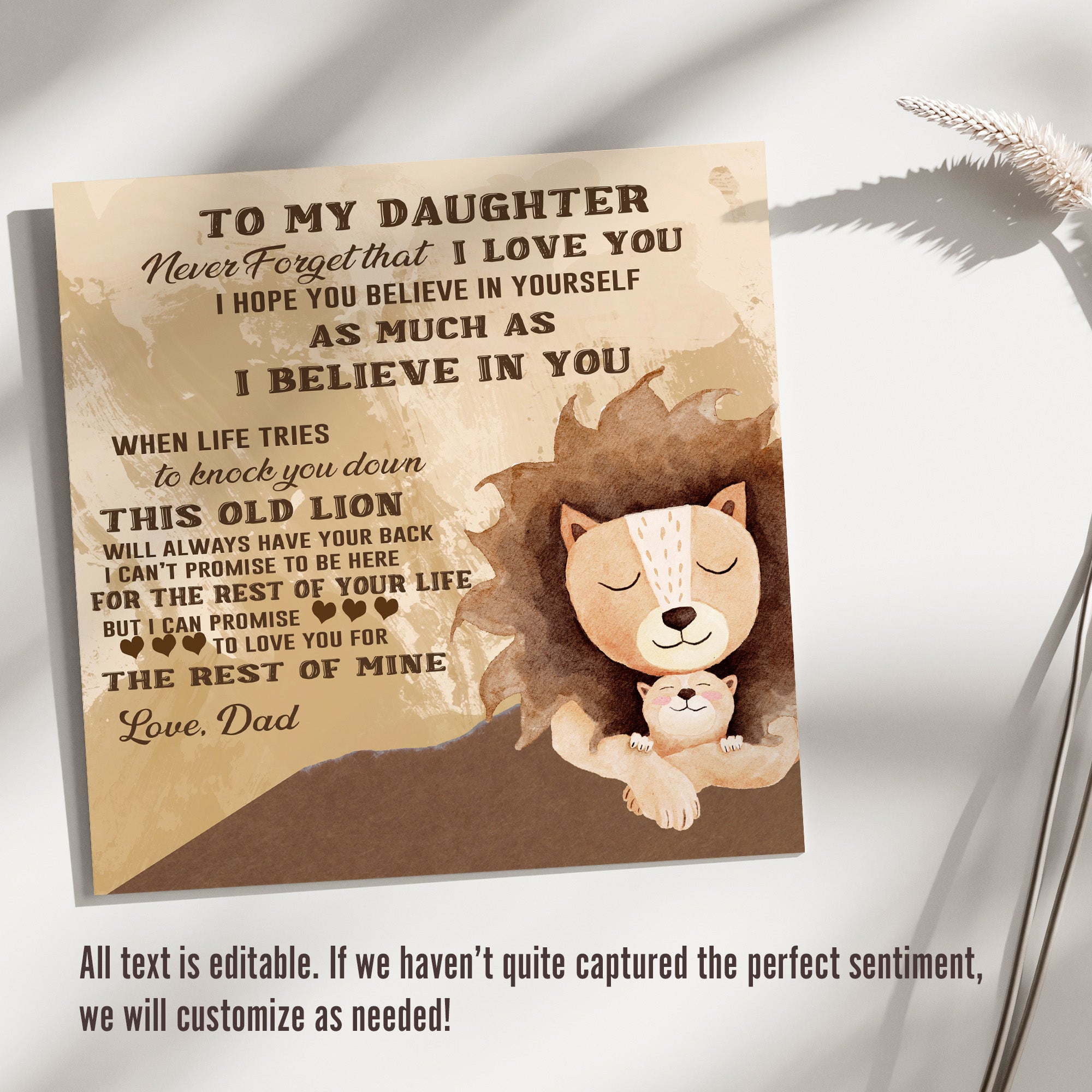 Personalized Daughter Necklace with Lion Design - Sterling Silver Knot Pendant and Heartfelt Message Card - Image 3