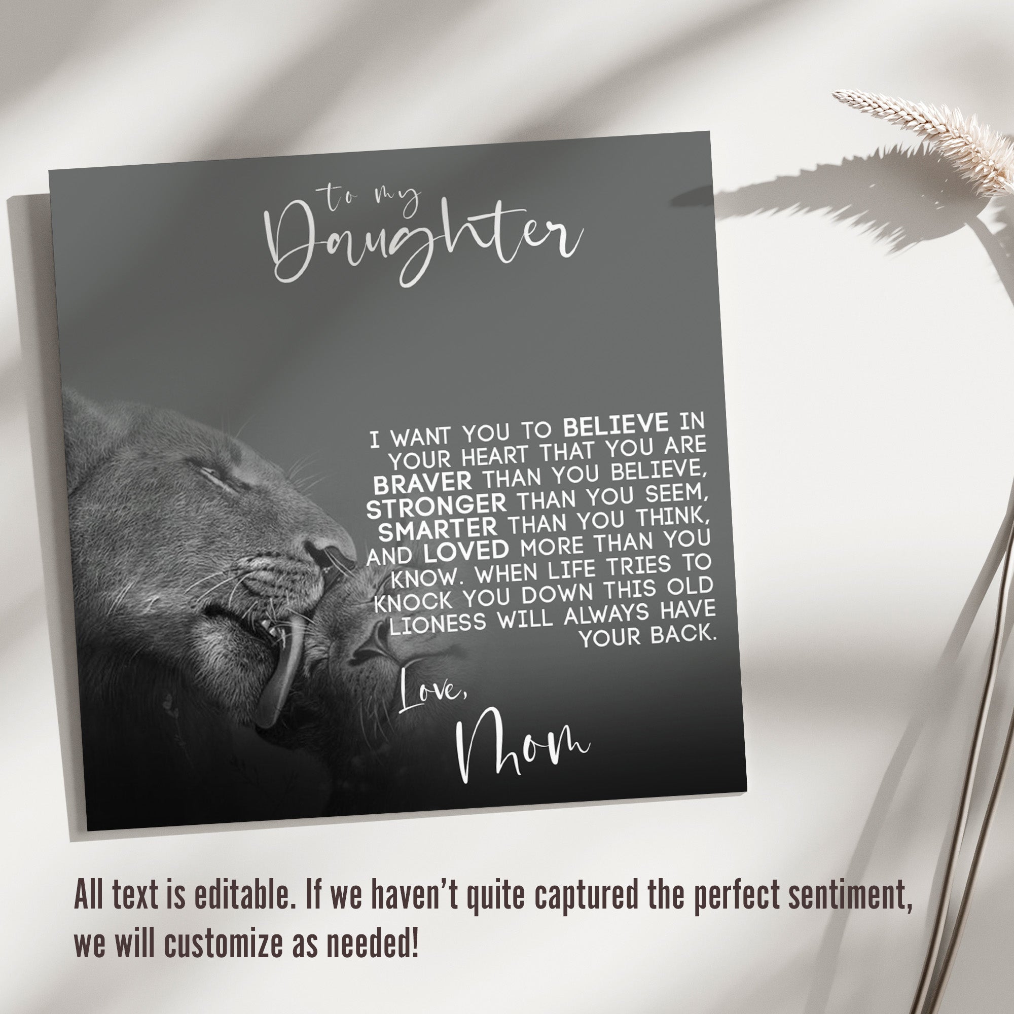 Personalized Mother-Daughter Necklace with Inspirational Message Card and Lioness Imagery – Perfect for Heartfelt Gift Giving - Image 3