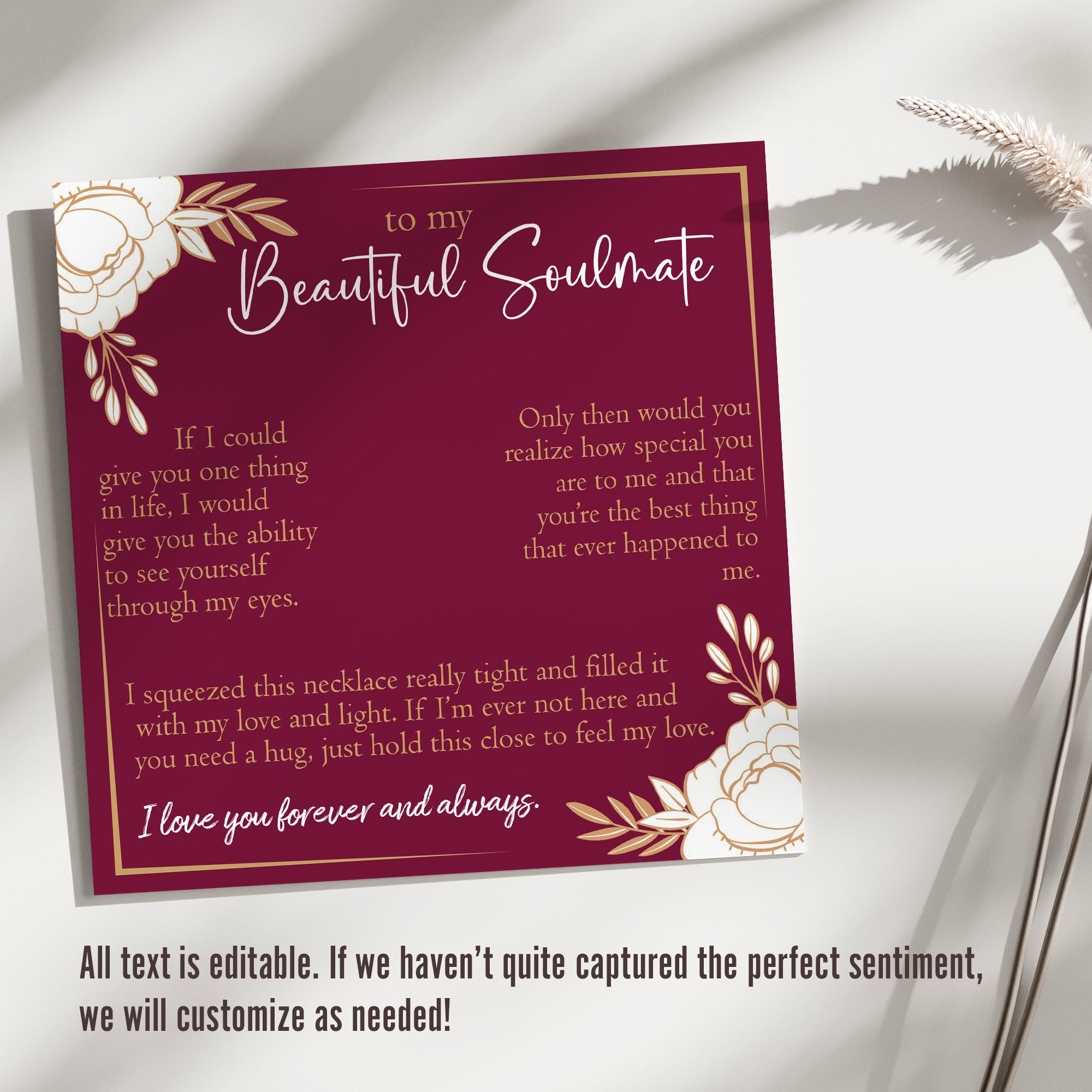 "Personalized Sterling Silver Soulmate Necklace Gift Set with Heartfelt Message Card - Perfect for Anniversaries, Birthdays, and Special Occasions" - Image 3