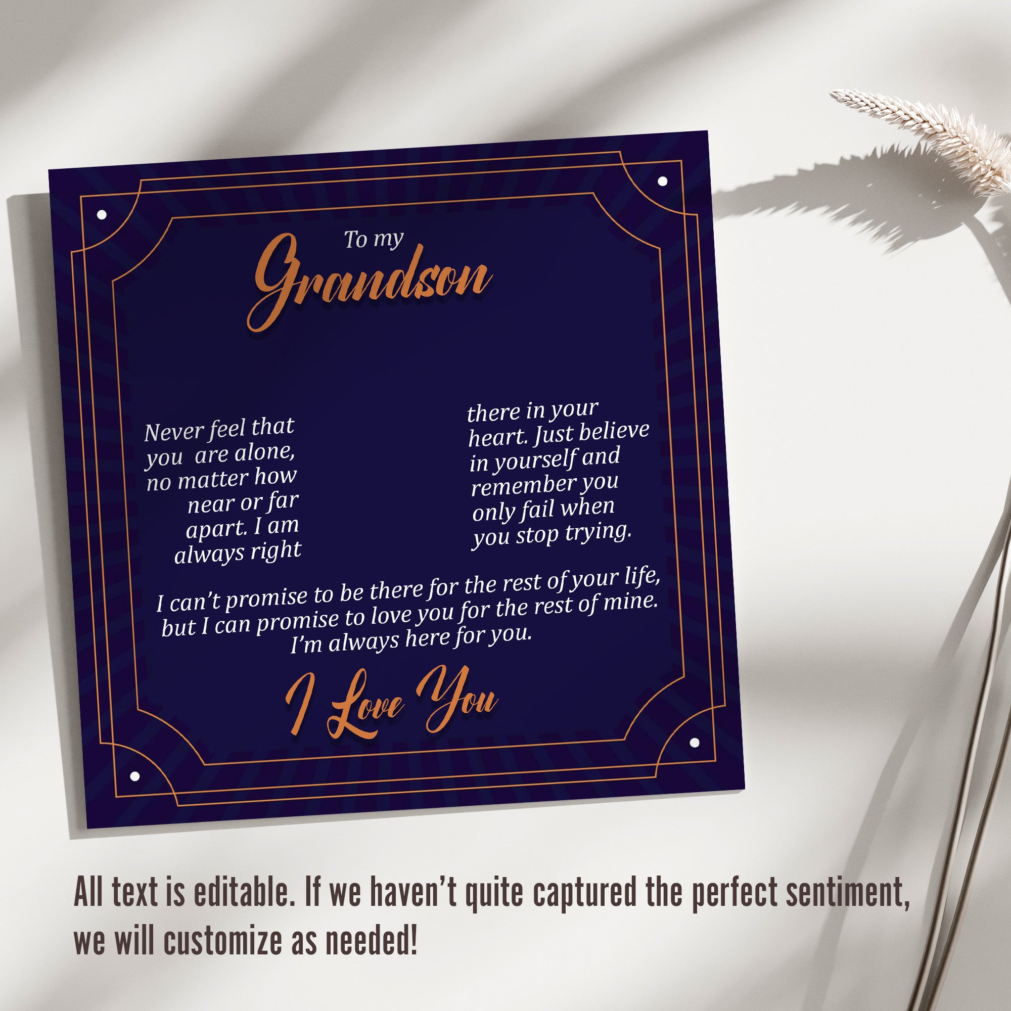 Personalized "To My Grandson" Message Card Necklace with Shimmering Knot Pendant – A Gift of Love and Encouragement - Image 3