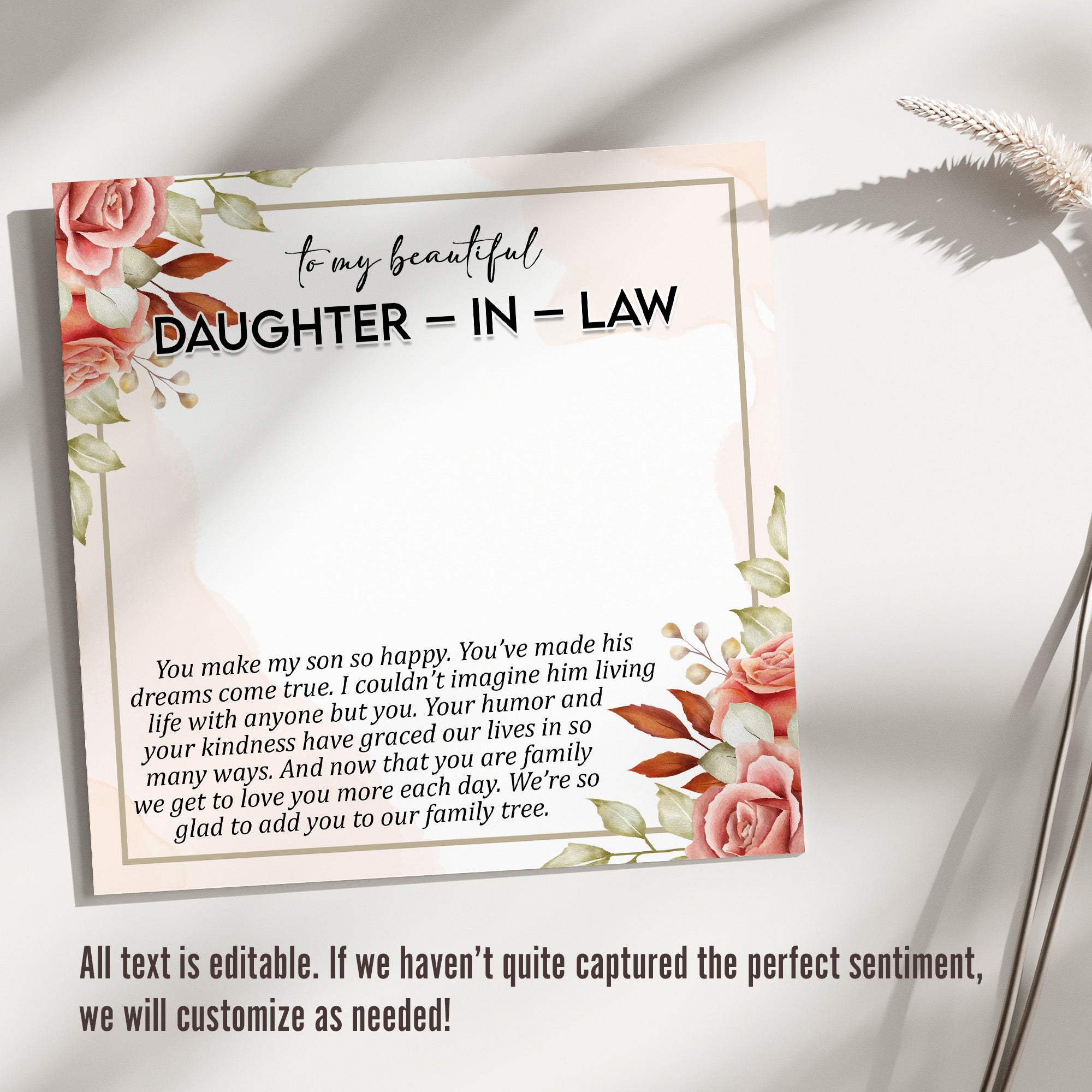 Elegant Personalized Daughter-in-Law Necklace with Heartfelt Message Card - Perfect Wedding & Family Gift - Image 3