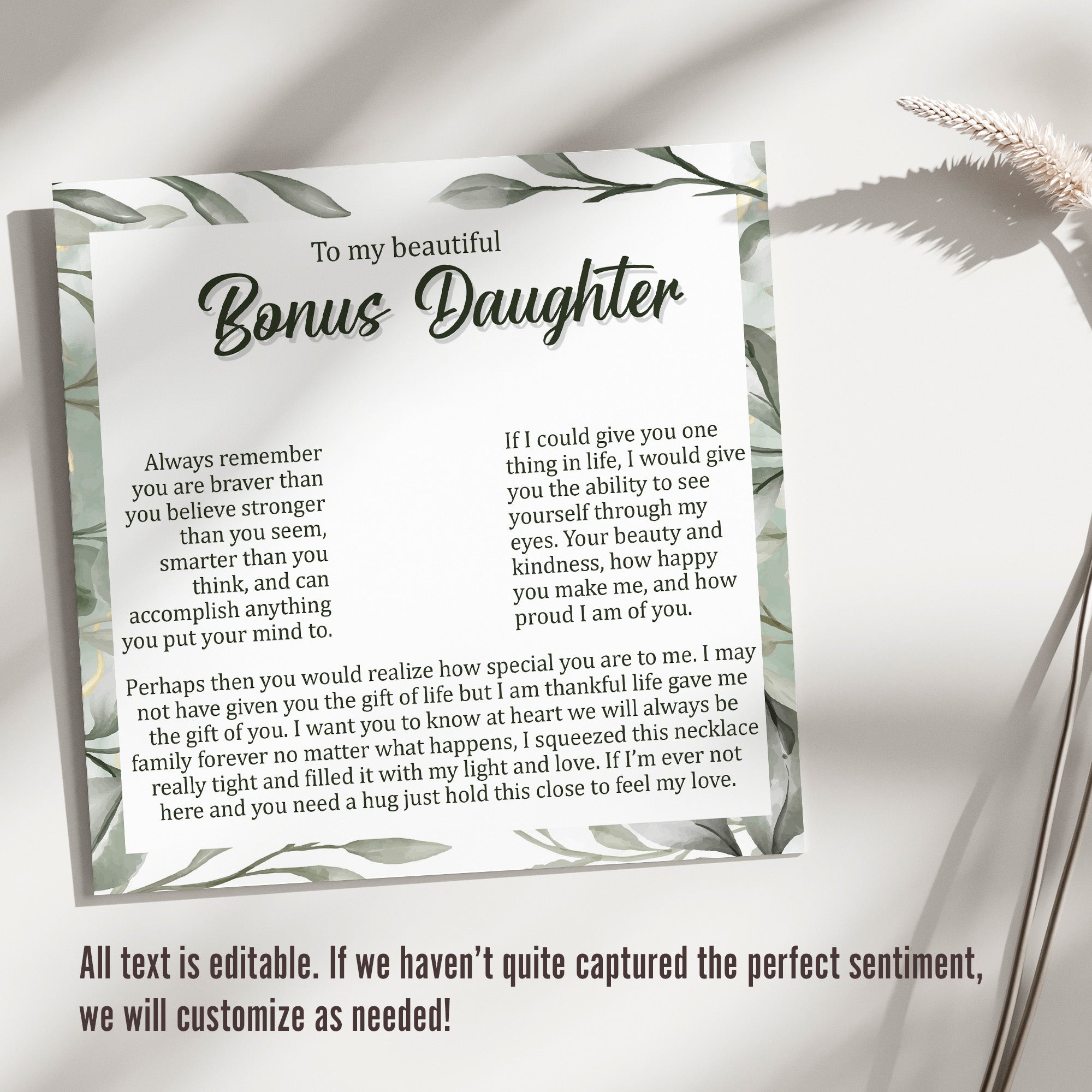 Exquisite Personalized Necklace with Heartfelt Message Card for Bonus Daughter - Thoughtful Gift for Any Occasion - Image 3