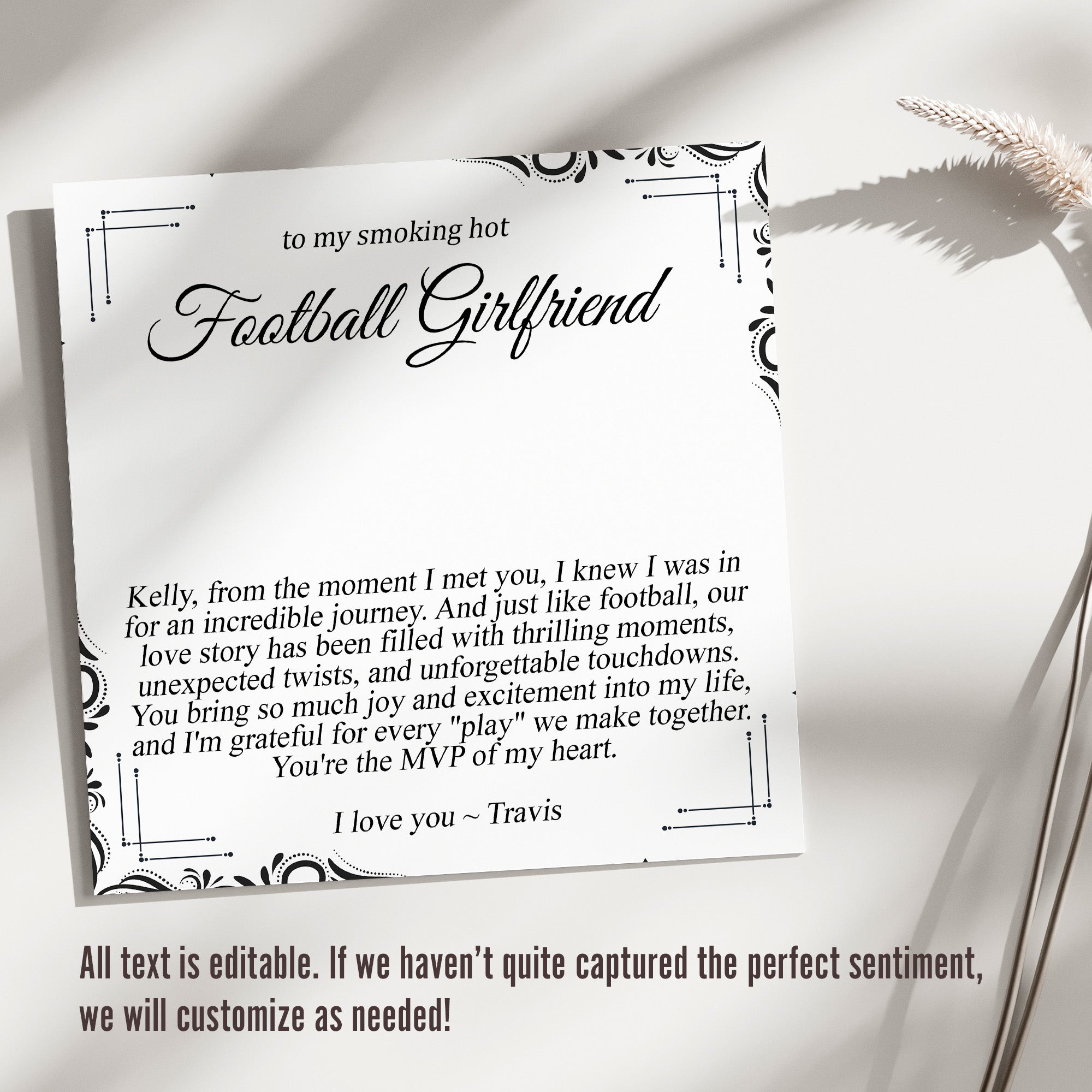 Personalized "Football Girlfriend" Necklace with Heartfelt Message Card - Sterling Silver Infinity Knot - Image 3