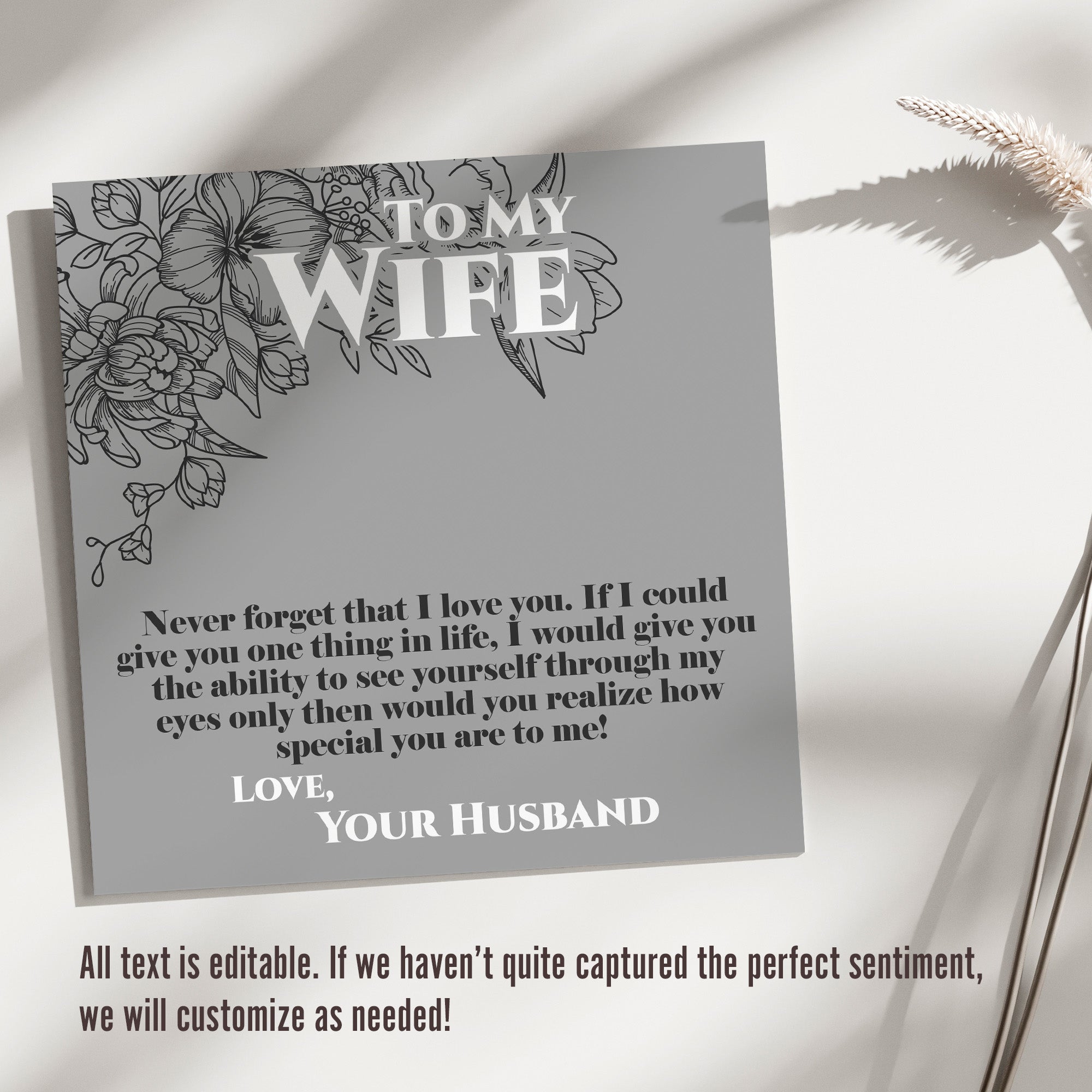 Personalized Message Card Necklace for Wife - Handmade Silver Knot Pendant with Sentimental Quote - Image 3