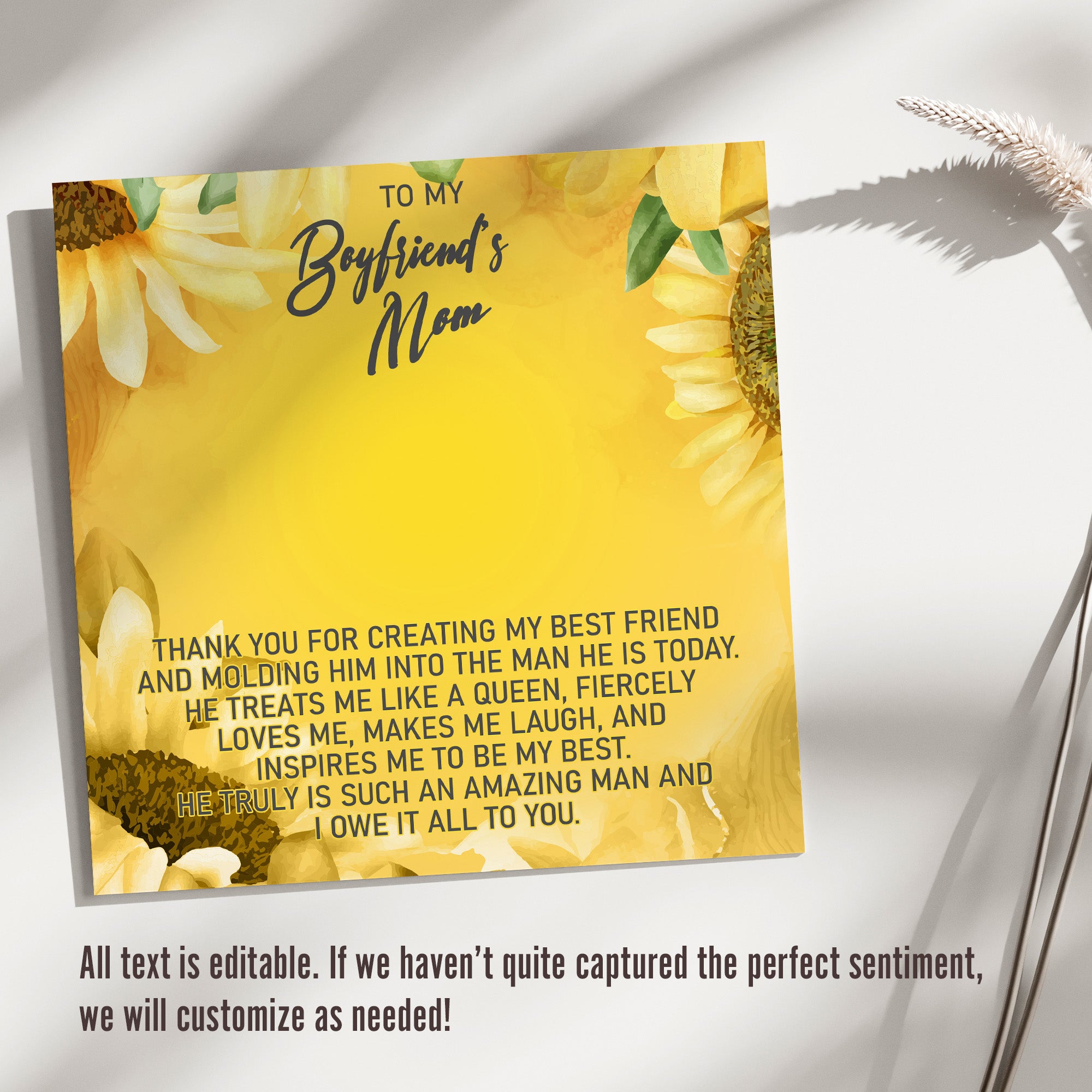 Heartfelt Message Card Necklace for Boyfriend's Mom – Personalized Keepsake Gift with Meaningful Sunflower Design, Premium Quality Craftsmanship - Image 3