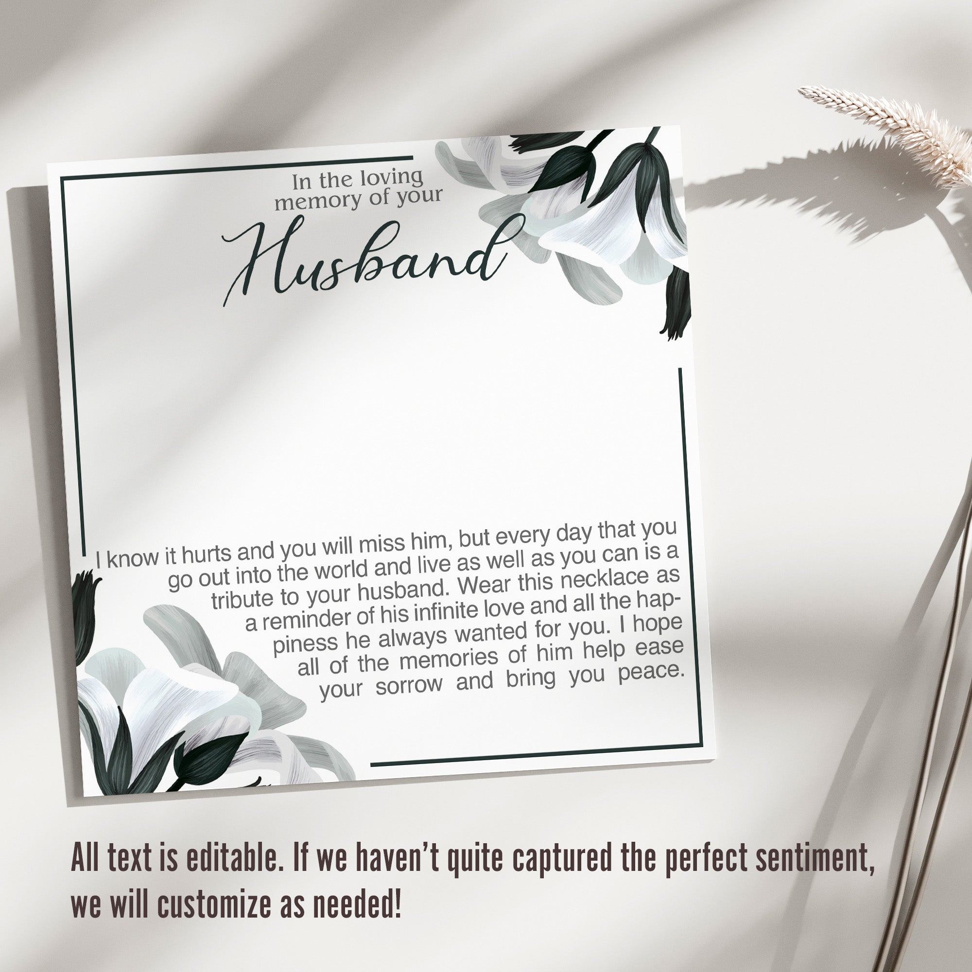 Personalized Memorial Necklace for Husband Tribute with Heartfelt Message Card - Custom Silver Knot Design - Image 3