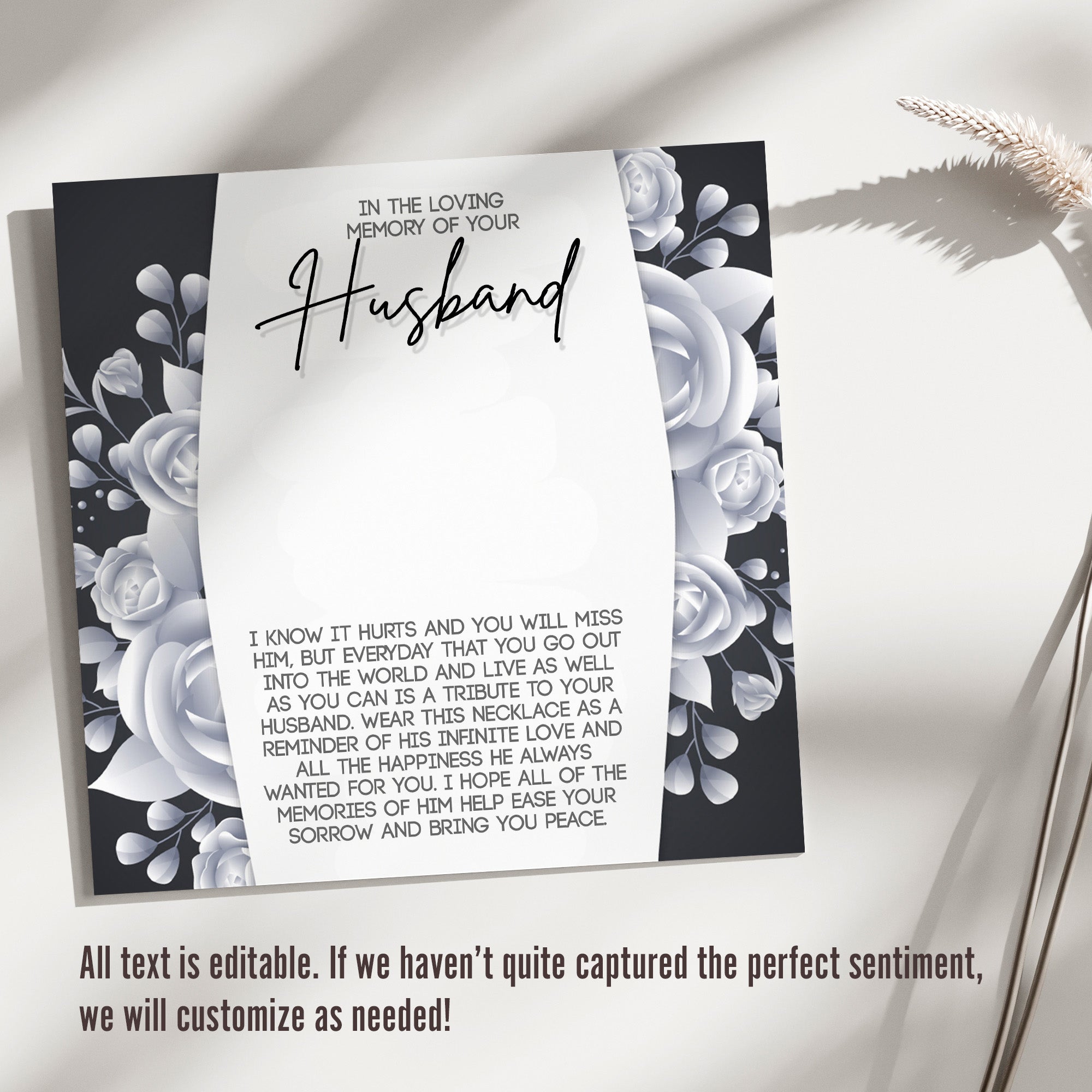 Elegant Memorial Necklace for Husband - Personalized Sympathy Gift with Engraved Pendant and Comforting Message - Image 3