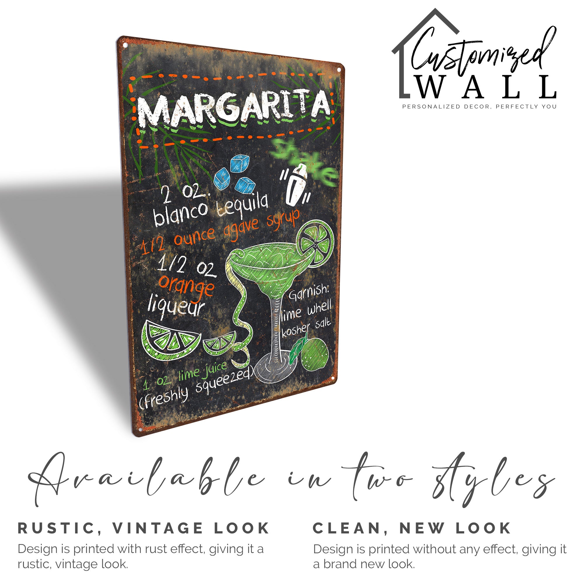 Personalized Margarita Recipe Metal Sign - Retro Kitchen Decor with Customizable Cocktail Details for Casa Parties & Gift-Giving - Image 4