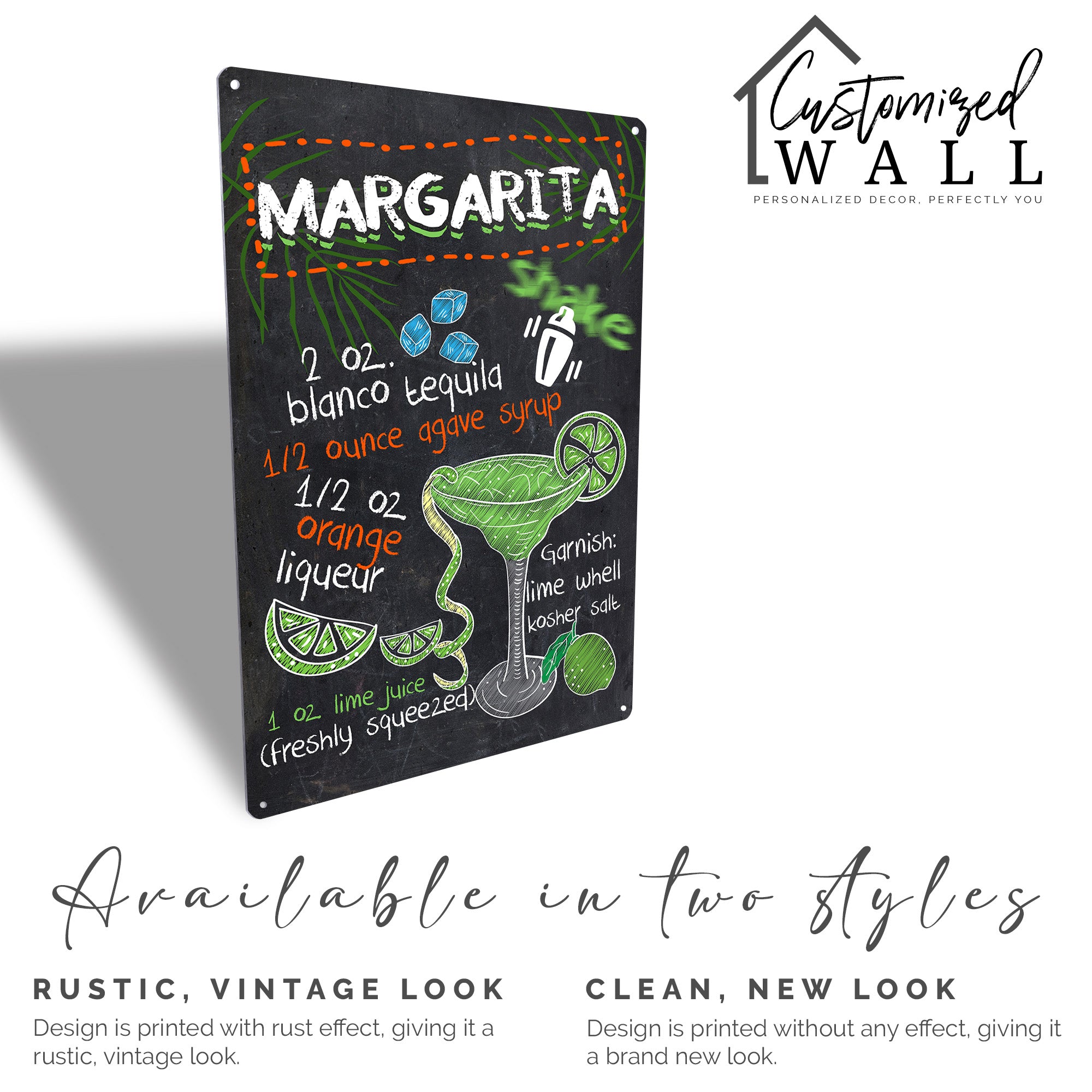 Personalized Margarita Recipe Metal Sign - Retro Kitchen Decor with Customizable Cocktail Details for Casa Parties & Gift-Giving - Image 5