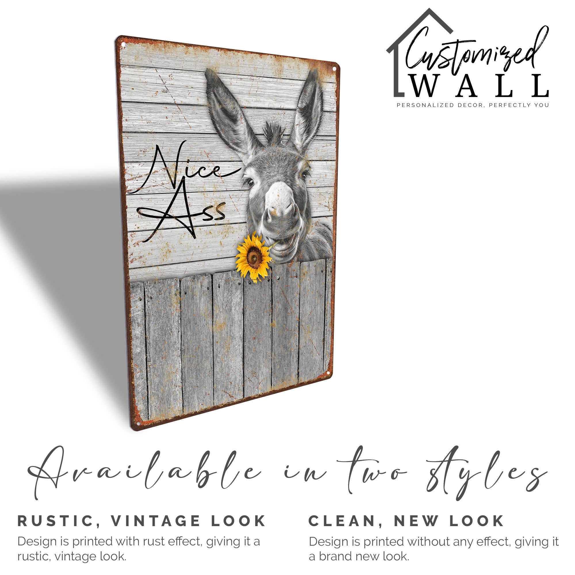Personalized Rustic Metal Sign with Humorous Donkey Design – Perfect Custom Gift for Animal Lovers, Handmade Rustic Wall Decor - Image 4