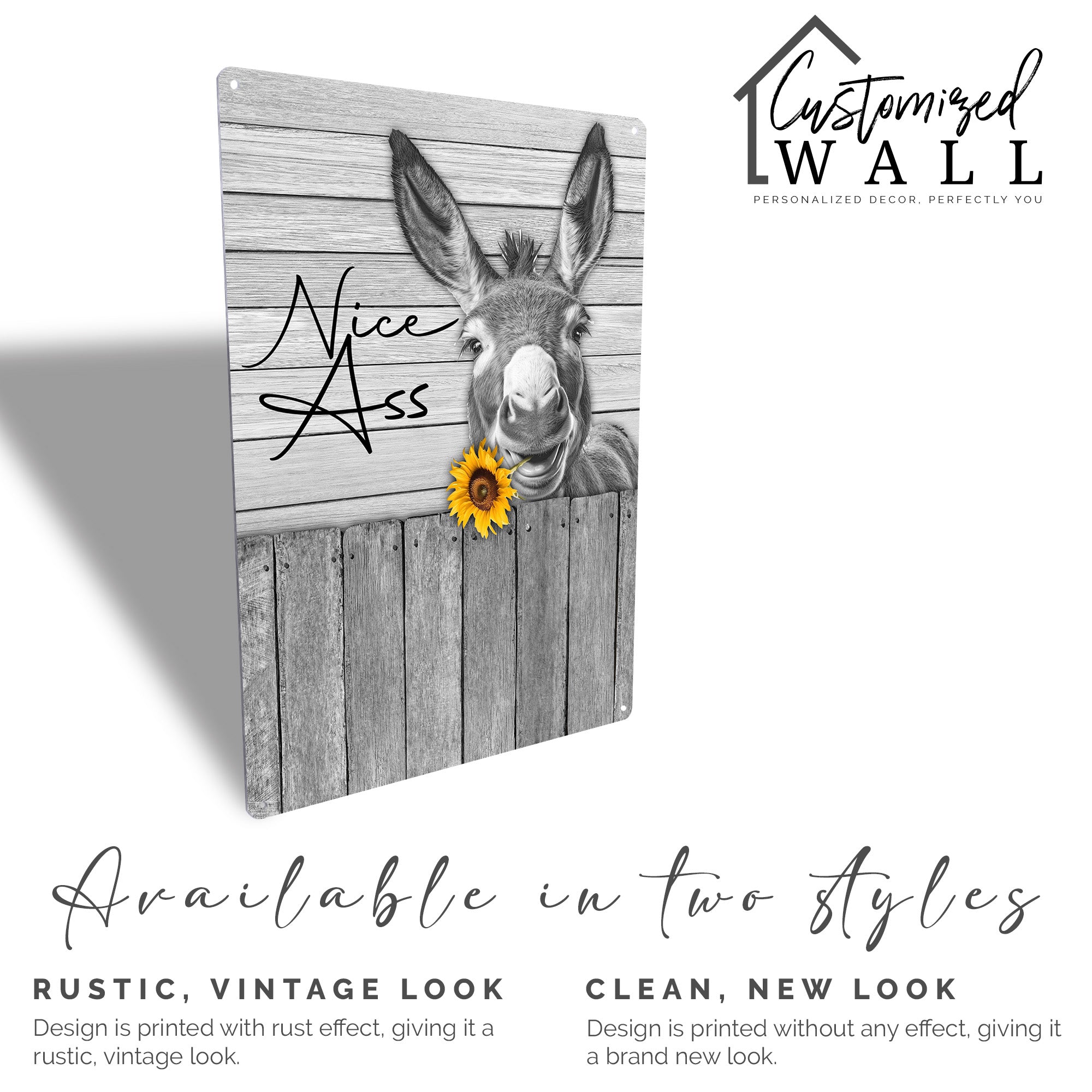 Personalized Rustic Metal Sign with Humorous Donkey Design – Perfect Custom Gift for Animal Lovers, Handmade Rustic Wall Decor - Image 5