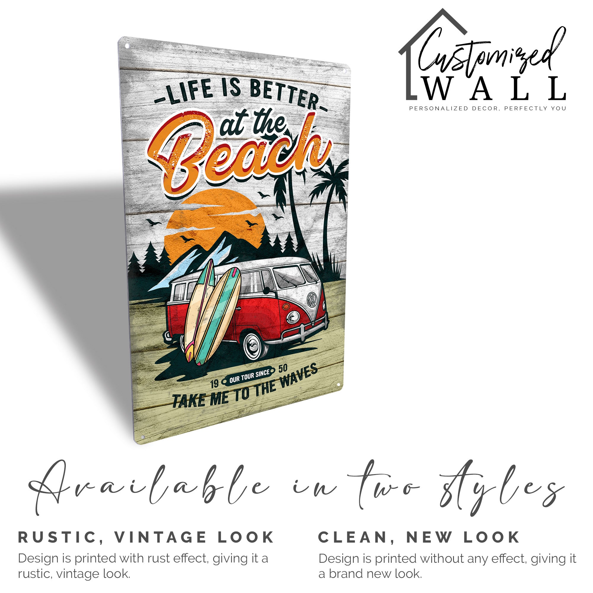 Personalized "Life is Better at the Beach" Surf Van Metal Sign - Customizable Gift for Beach Lovers & Outdoor Enthusiasts - Image 3