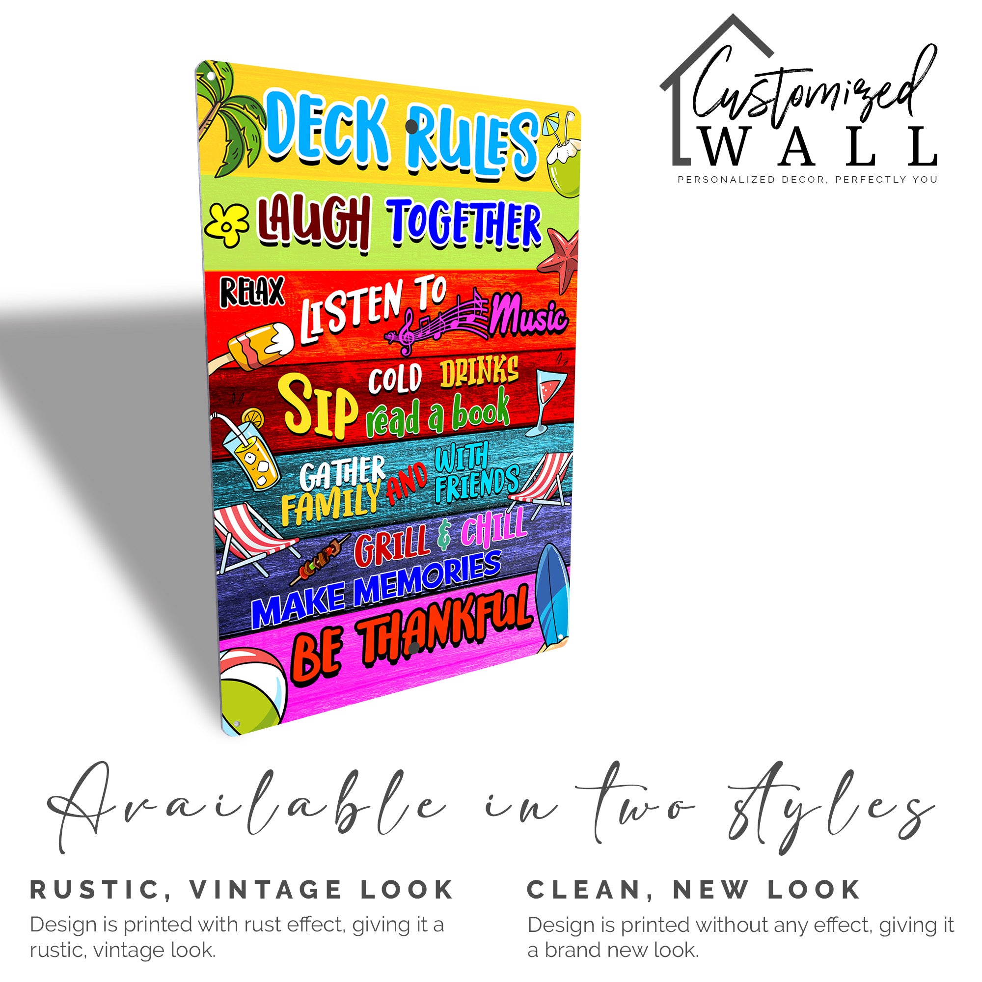 Personalized Vibrant Metal Deck Rules Sign – Customizable Outdoor Decor for Family Gatherings & Relaxation - Image 3