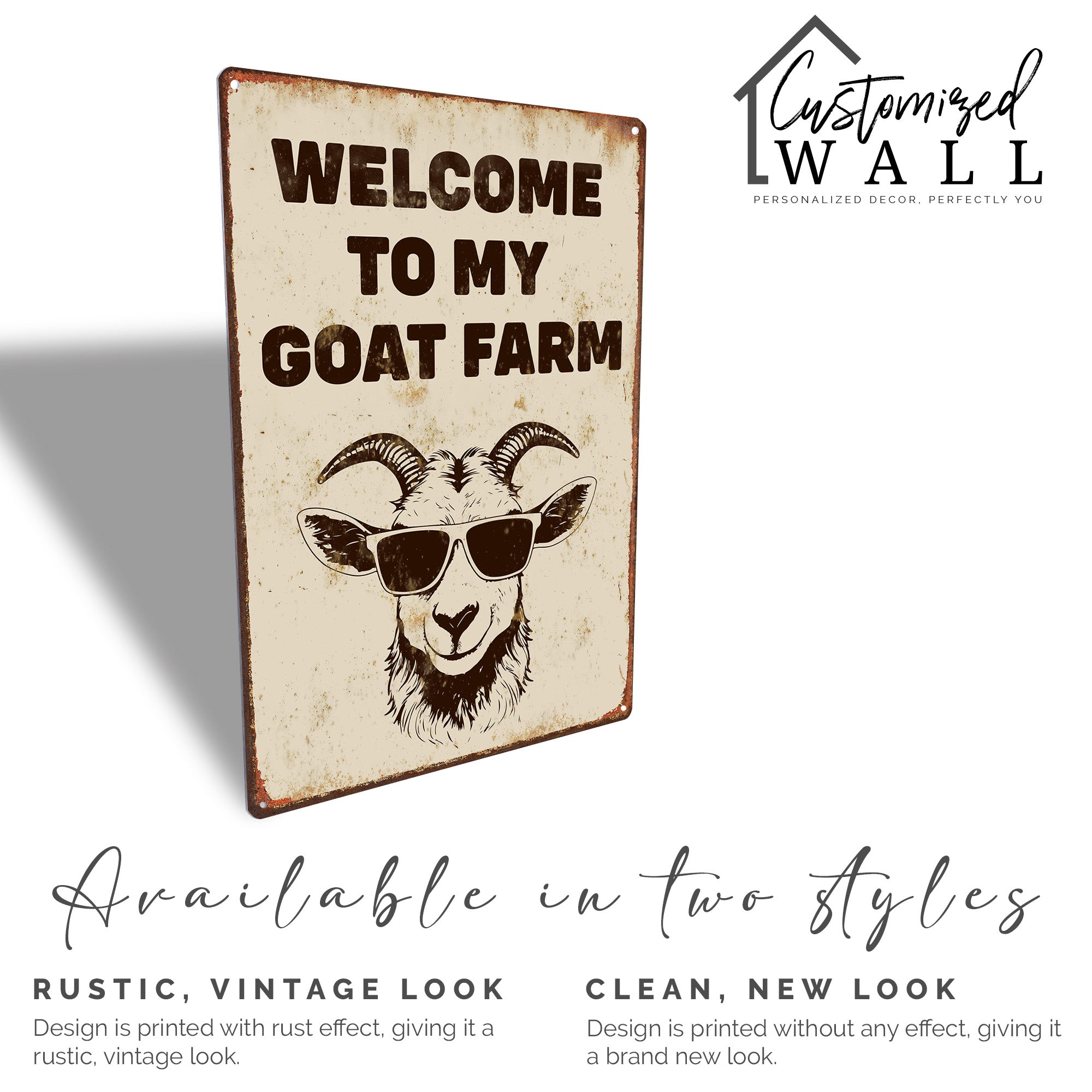 Personalized Rustic Metal Goat Farm Sign with Sunglasses – Perfect Gift for Animal Lovers and Farm Decor Enthusiasts - Image 4