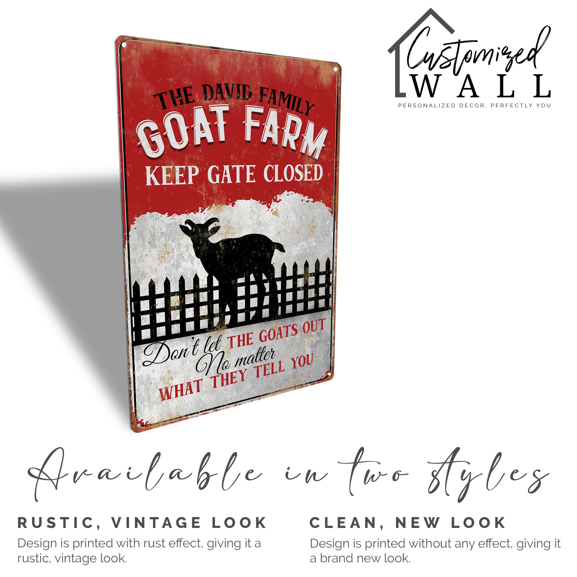 Personalized Rustic Metal Goat Farm Sign - Custom Family Name with Humorous Keep Gate Closed Reminder - Image 4