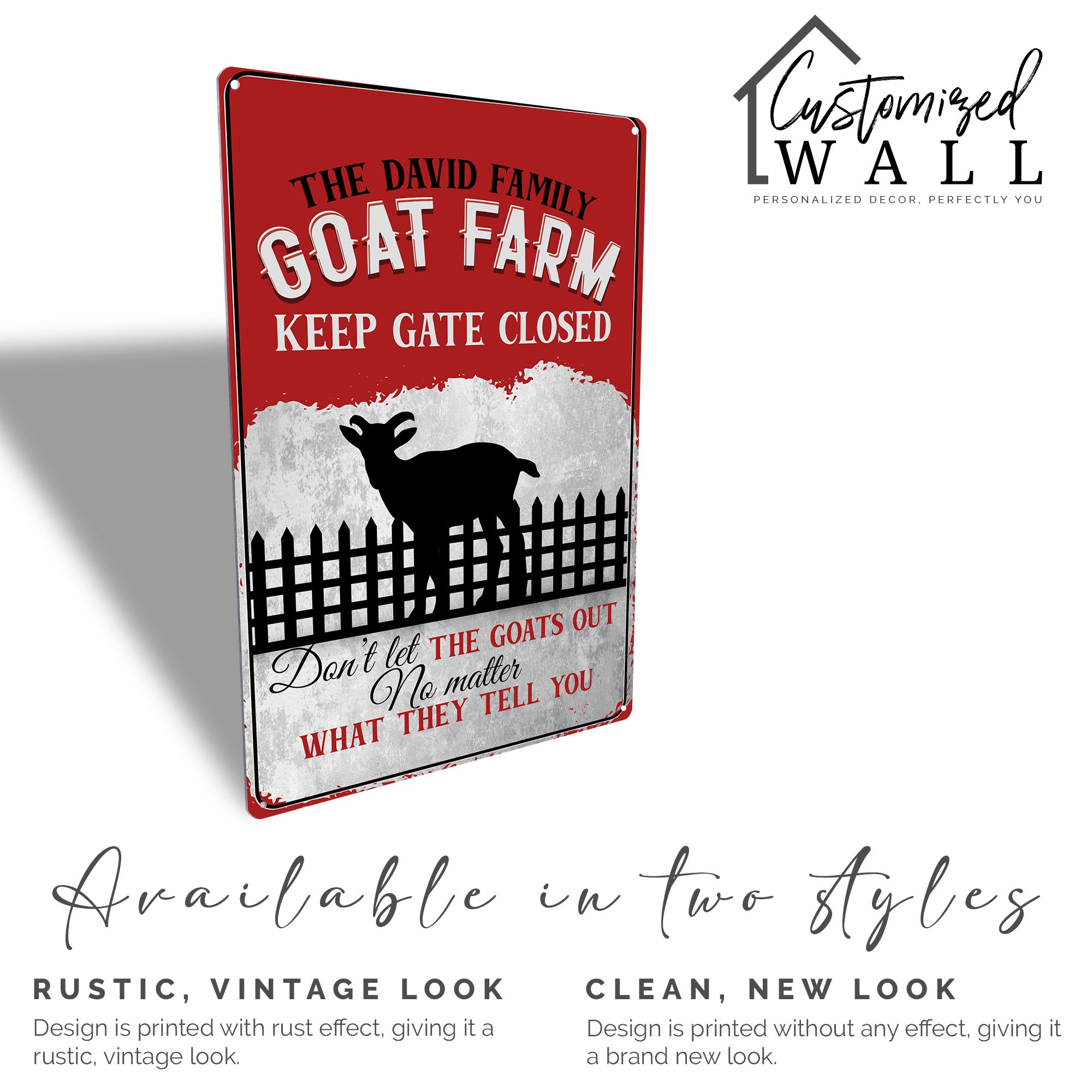 Personalized Rustic Metal Goat Farm Sign - Custom Family Name with Humorous Keep Gate Closed Reminder - Image 5